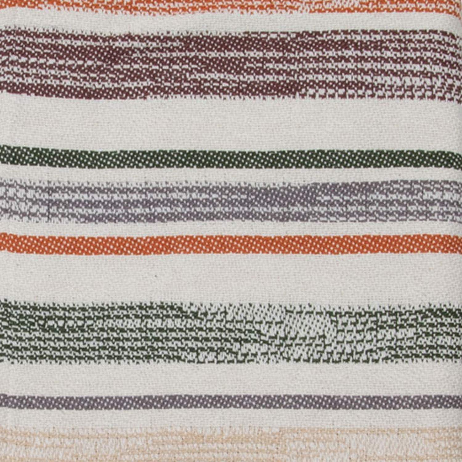 Multicolor Hand Woven 50 x 60 inch Cotton Throw Blanket with Hand Tied Tassels - Foreside Home & Garden