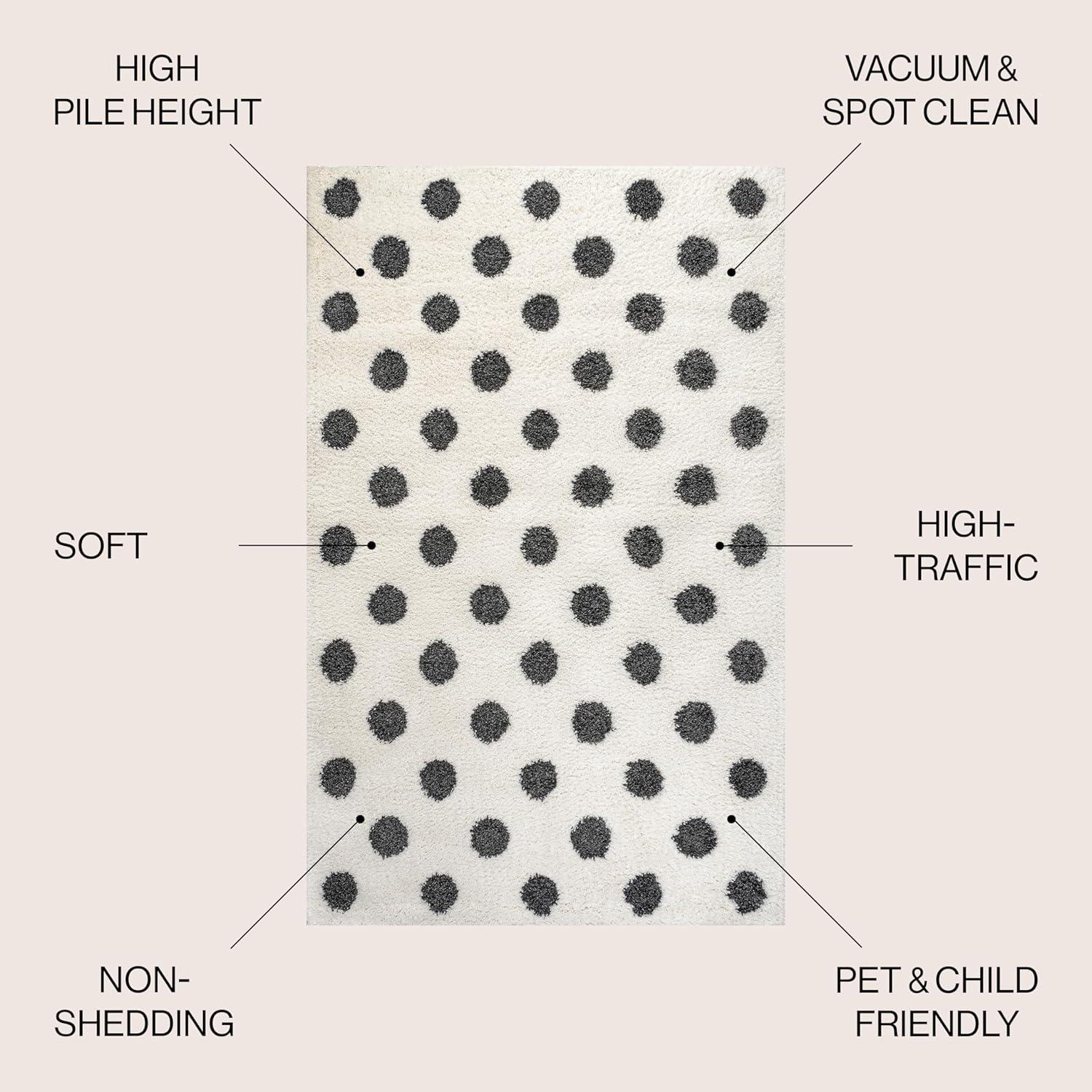 3'x5' Pere Modern Charcoal Dot Shag Area Rug, White/Black - JONATHAN Y