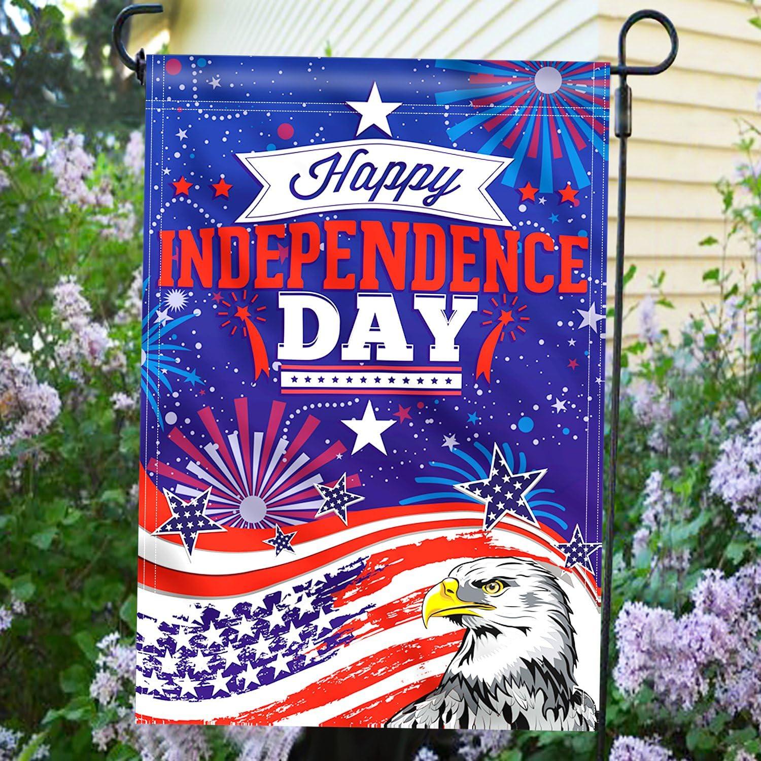 ANLEY Double Sided Premium Garden Flag, July 4th Independence Day USA American Memorial Garden Flags - 18 x 12.5 Inch