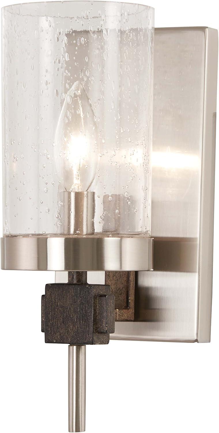 Minka Lavery Modern Wall Light Sconce Brushed Nickel Hardwired 4 1/2" Fixture Clear Seeded Glass Shade for Bedroom Bathroom Vanity