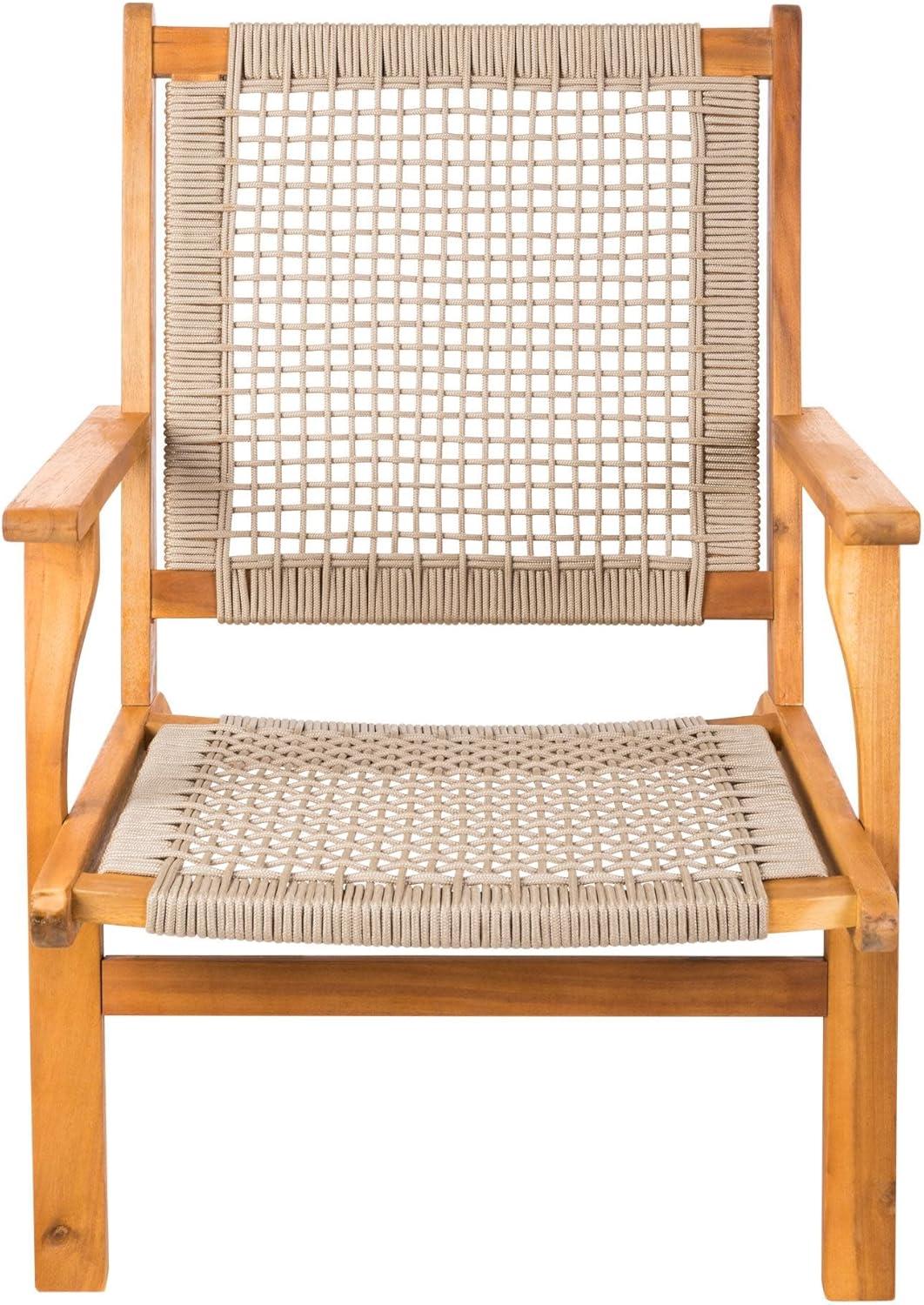 Vega Natural Stain Outdoor Chair in Ecru Cording