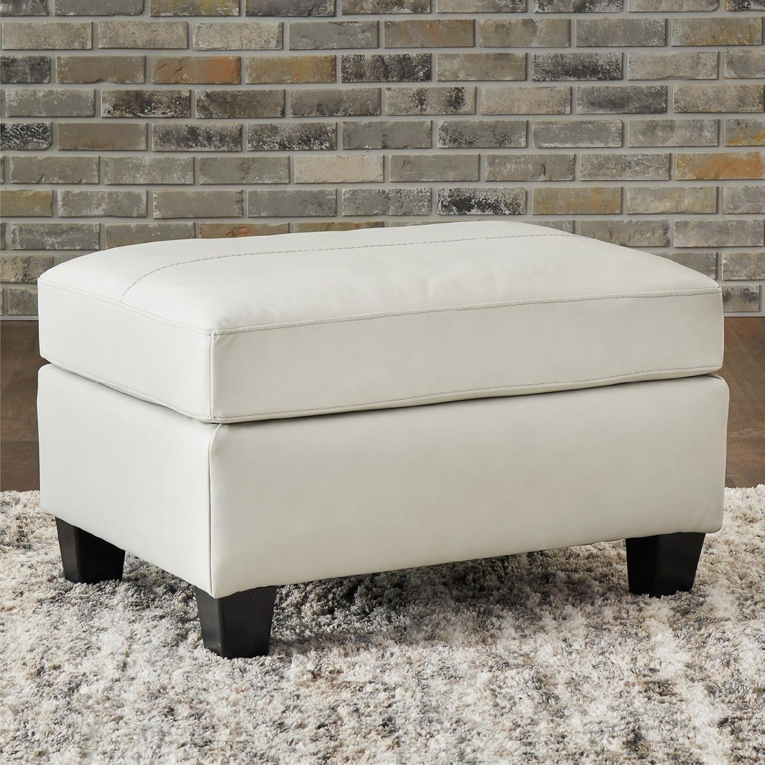 Signature Design by Ashley Contemporary Genoa Ottoman Leather Coconut