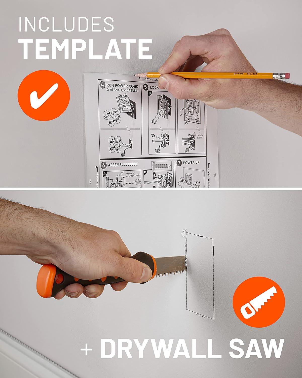 White Dual Outlet In-Wall Cable Management Kit with Wall Plate