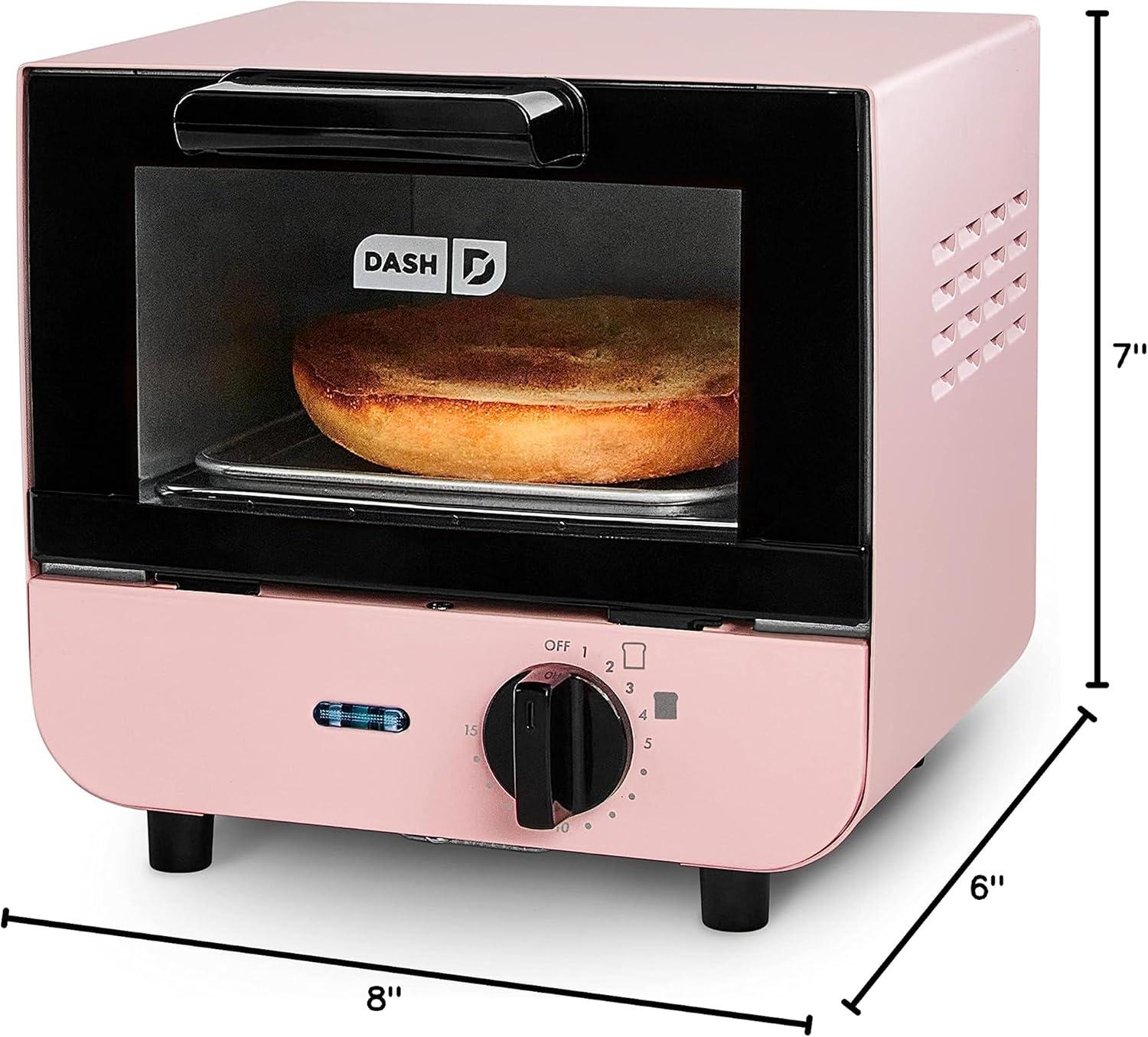 Pink Compact Mini Oven with Automatic Shutoff