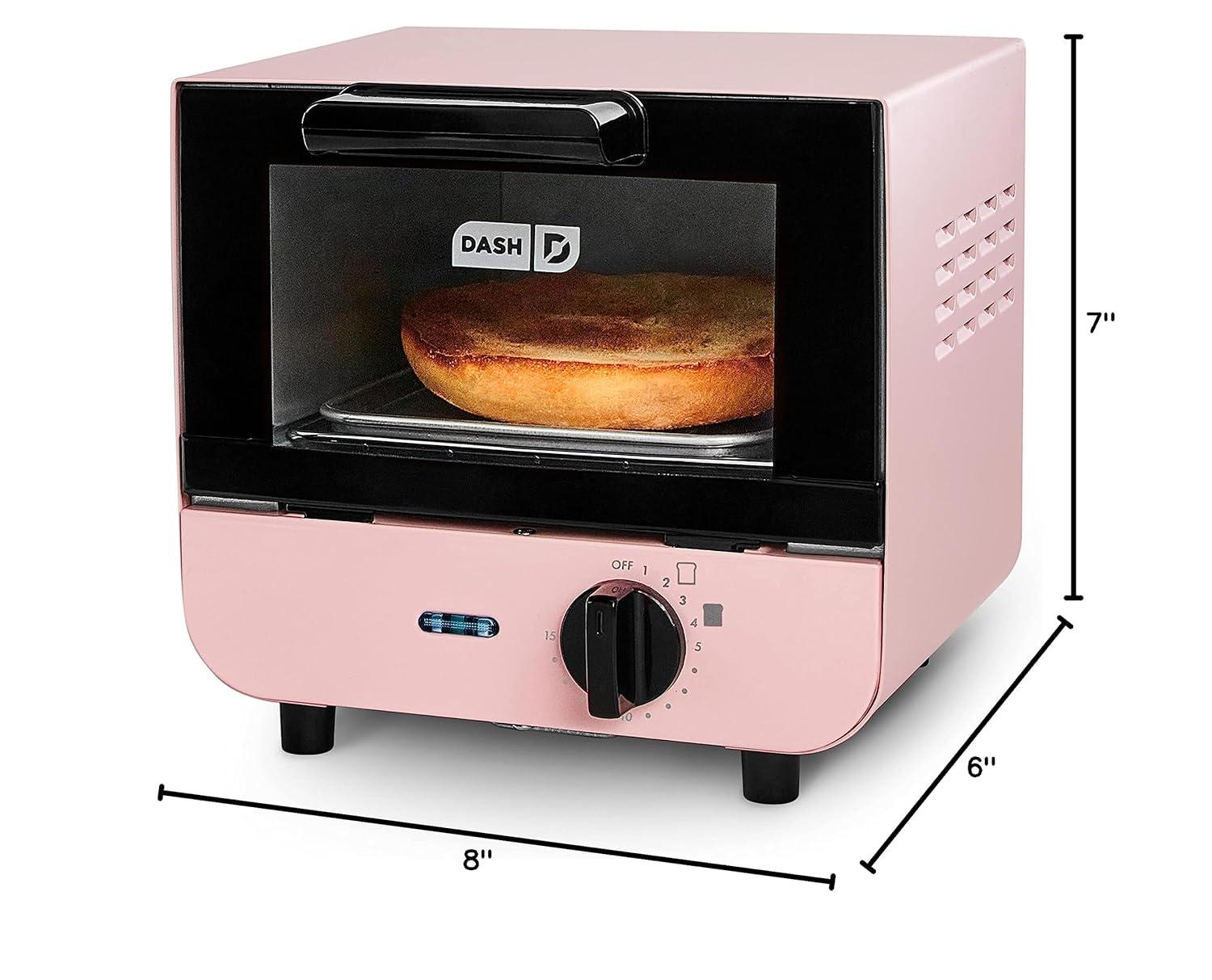 Pink Compact Mini Oven with Automatic Shutoff