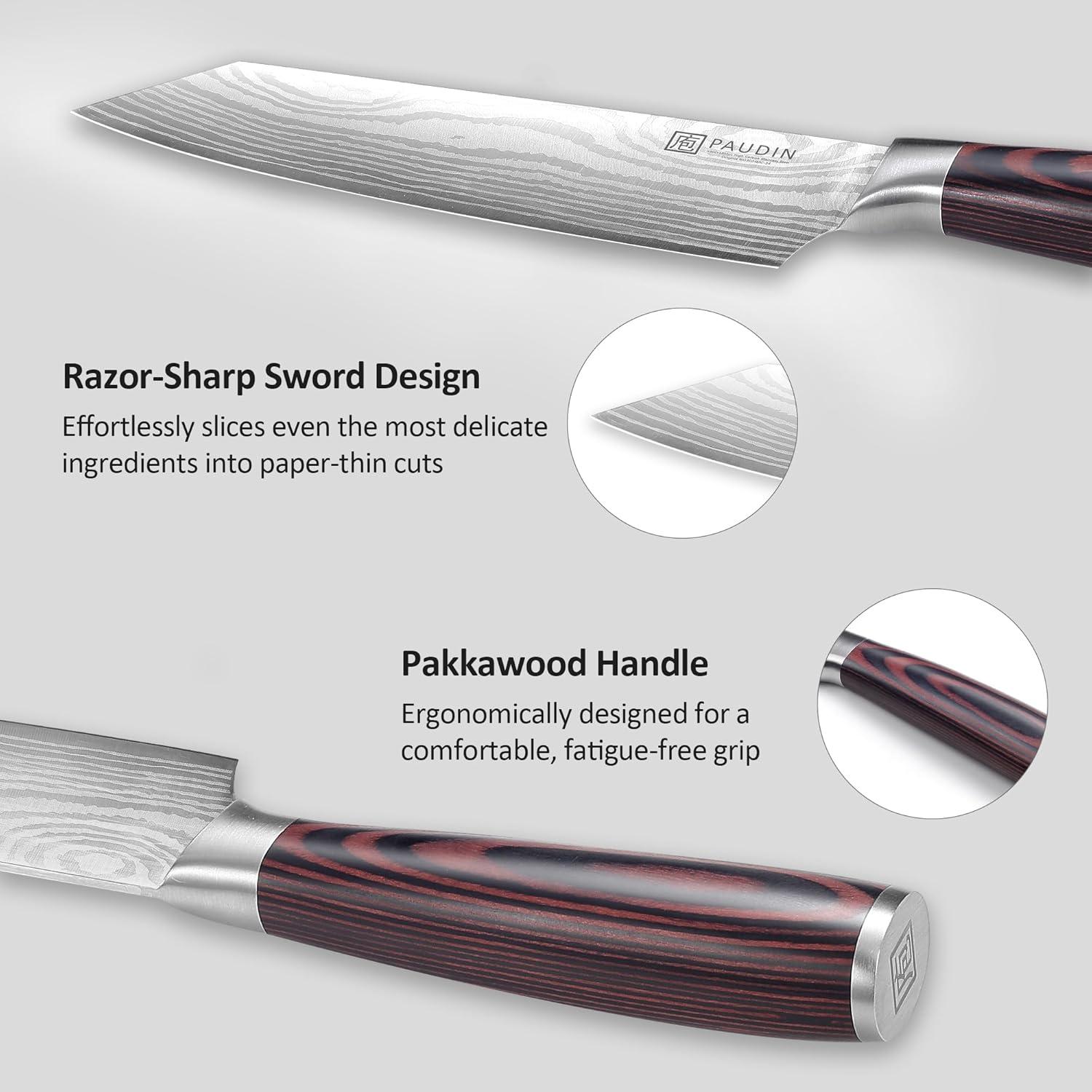 PAUDIN Chef Knife, 8 Inch High Carbon Stainless Steel Sharp Kitchen Knife with Ergonomic Handle, Gift Box for Family & Restaurant C80