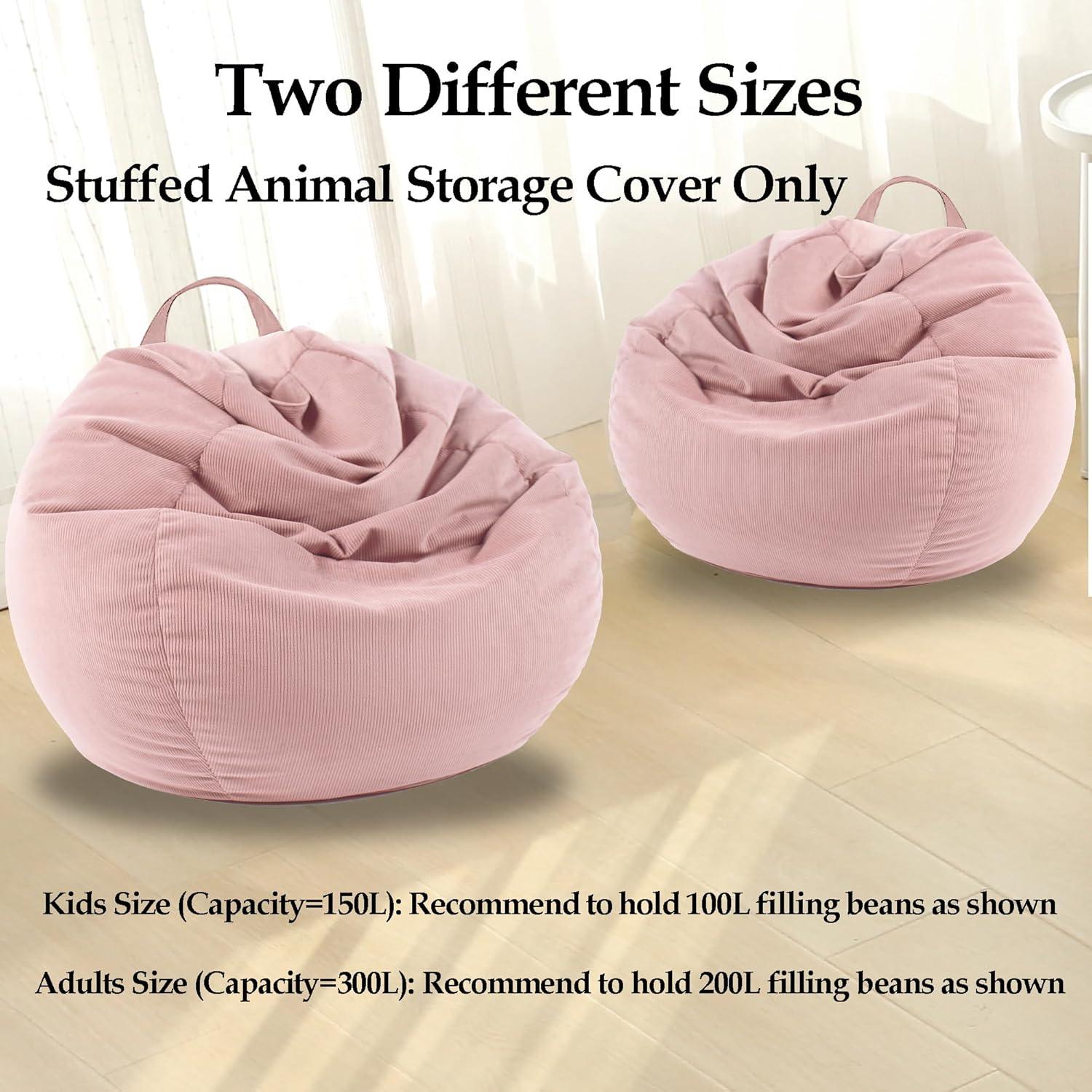 LPMOERA Stuffed Animal Storage Bean Bag Chair Cover (No Filler) for Kids and Adults.Pets Dogs/Cats Lazy Beds.Soft Premium Corduroy Stuffable Bean Bag for Organizing Children Plush Toys or Memory Foam