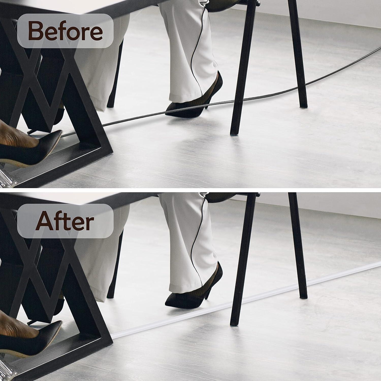 Rubber Bond TV Cord Hider Cable Protector - Strong Self Adhesive Wall Cord Cover Cable Hider - Low Profile Cable Management Wall Cord Concealer Cable Raceway - White - Thin Cord - 4 Feet