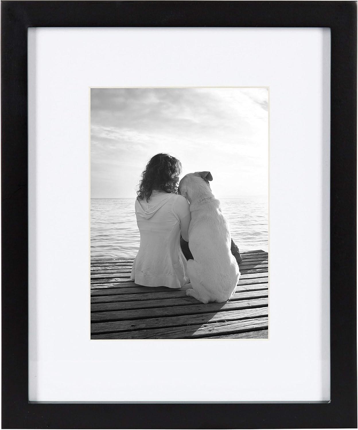 Classic Black Wood Gallery Frame Set for 8x10 or 5x7 Photos, Pack of 4