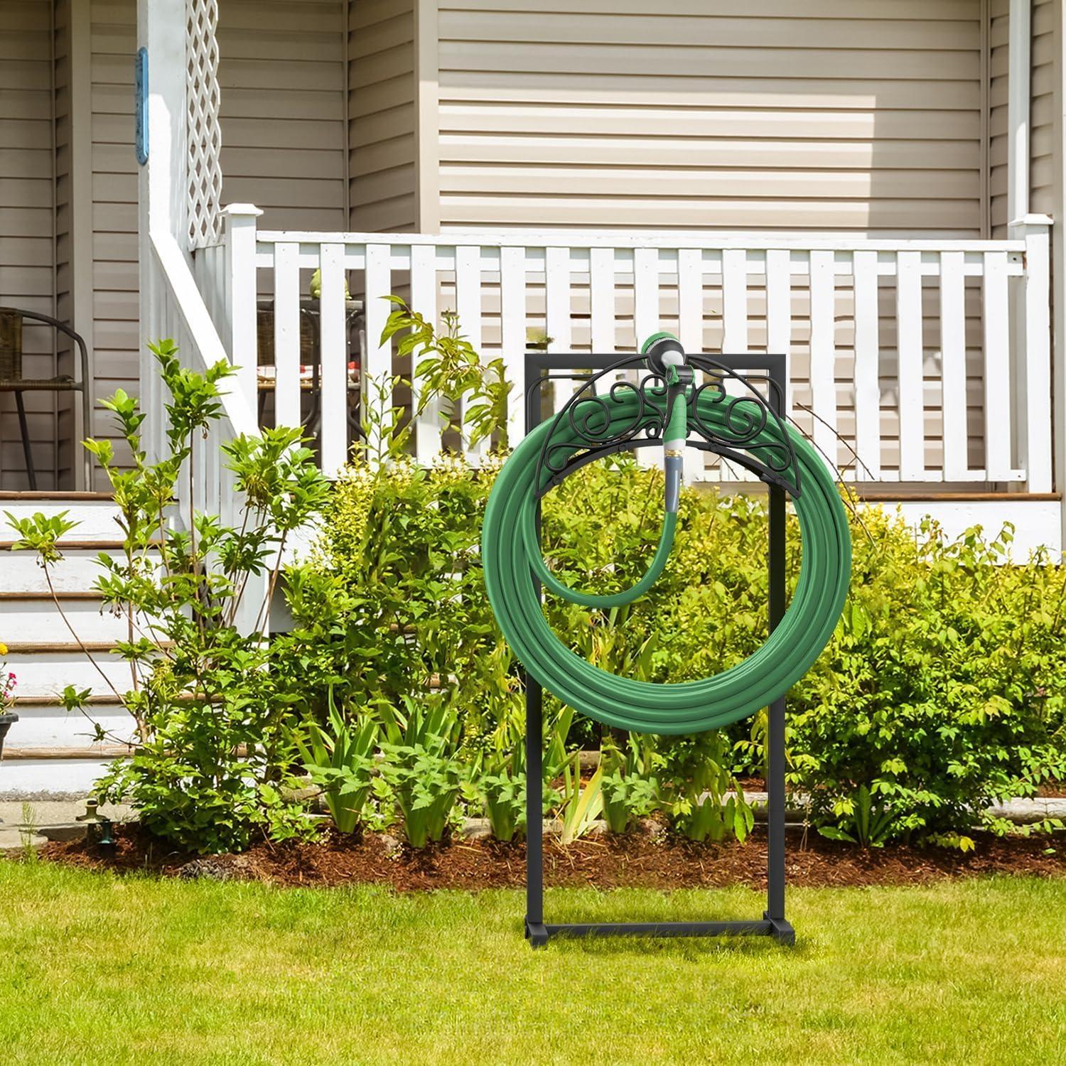 Gardguard Garden Hose Holder Freestanding， Water Hose Holder Detachable， Heavy Duty Hose Holder Freestanding ，Garden Hose Storage for Outside Yard Lawn