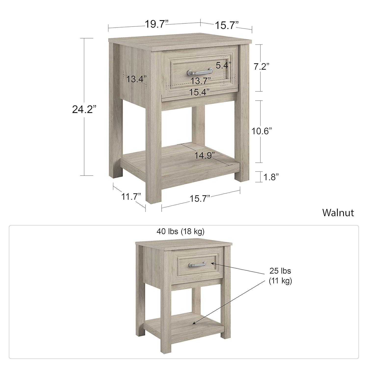 Sierra Ridge Levi 1 Drawer Nightstand