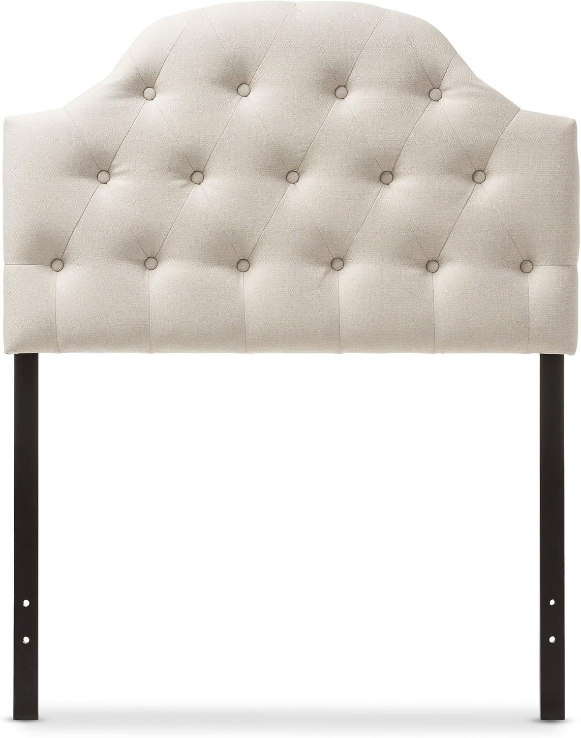 Queen Morris Modern And Contemporary Faux Leather Upholstered Button-Tufted Scalloped Headboard White - Baxton Studio: Curved, Adjustable