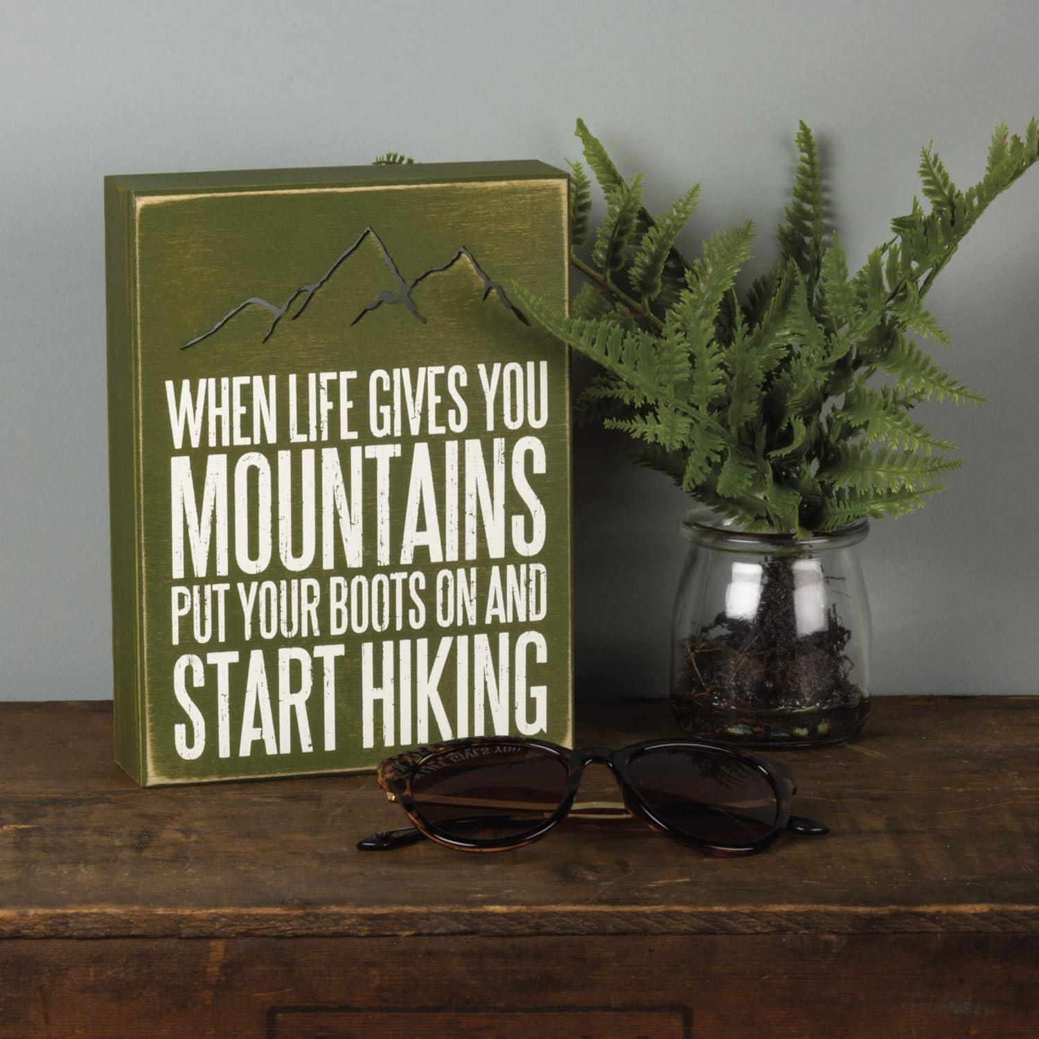 Primitives by Kathy Distressed Green Box Sign, 6 x 8-Inches, Start Hiking