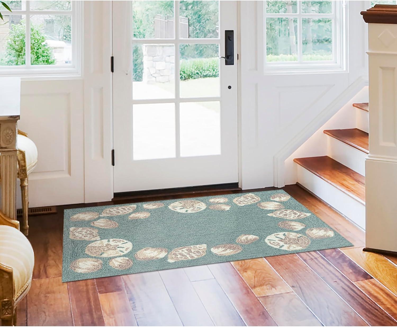 Liora Manne Capri Seashell Border Indoor Outdoor Area Rug Aqua