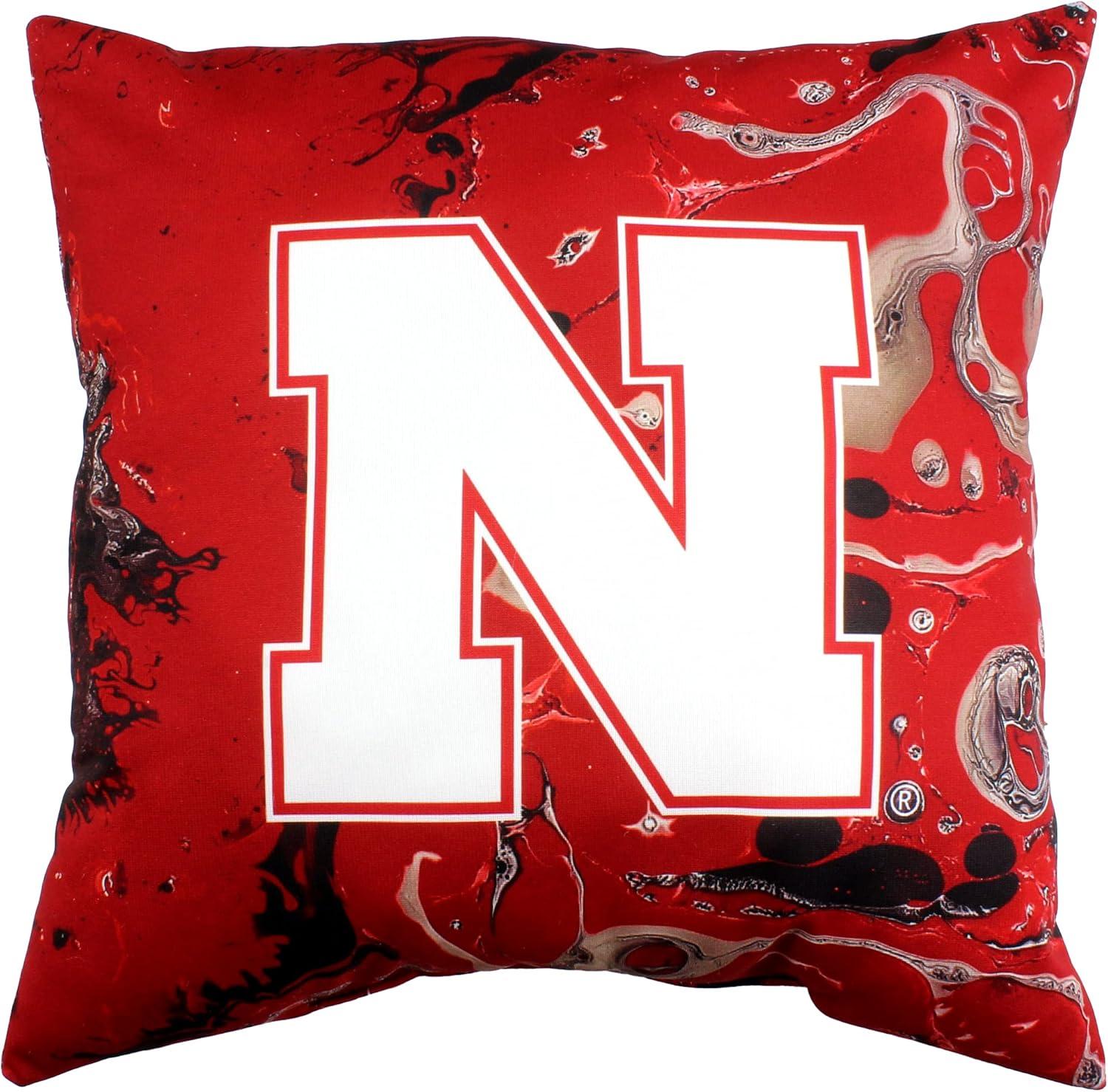 Nebraska Cornhuskers Red and Black Polyester Decorative Pillow, 16"