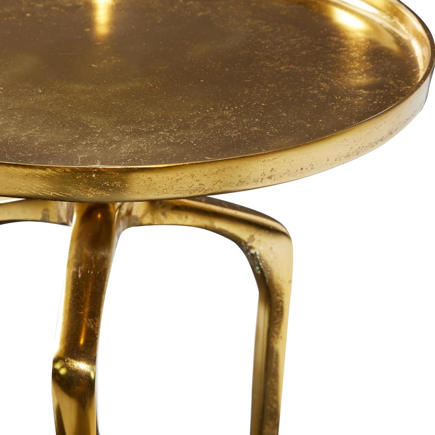 DecMode 16" x 25" Gold Aluminum Tray Inspired Top Accent Table with 3 Tripod Legs, 1-Piece