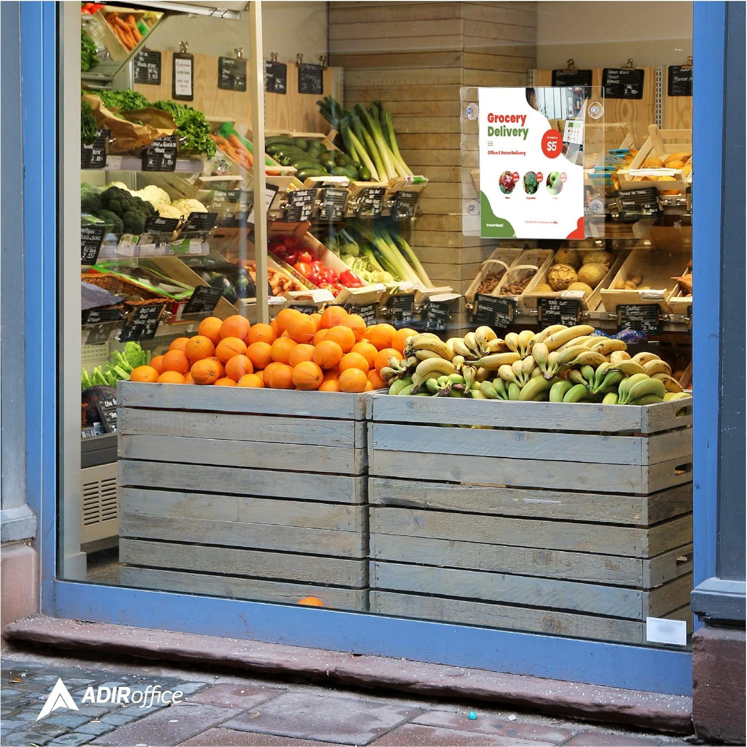 Clear Acrylic Window Sign Holder with Suction Cups, 8.5x11 Inch, 2 Pack