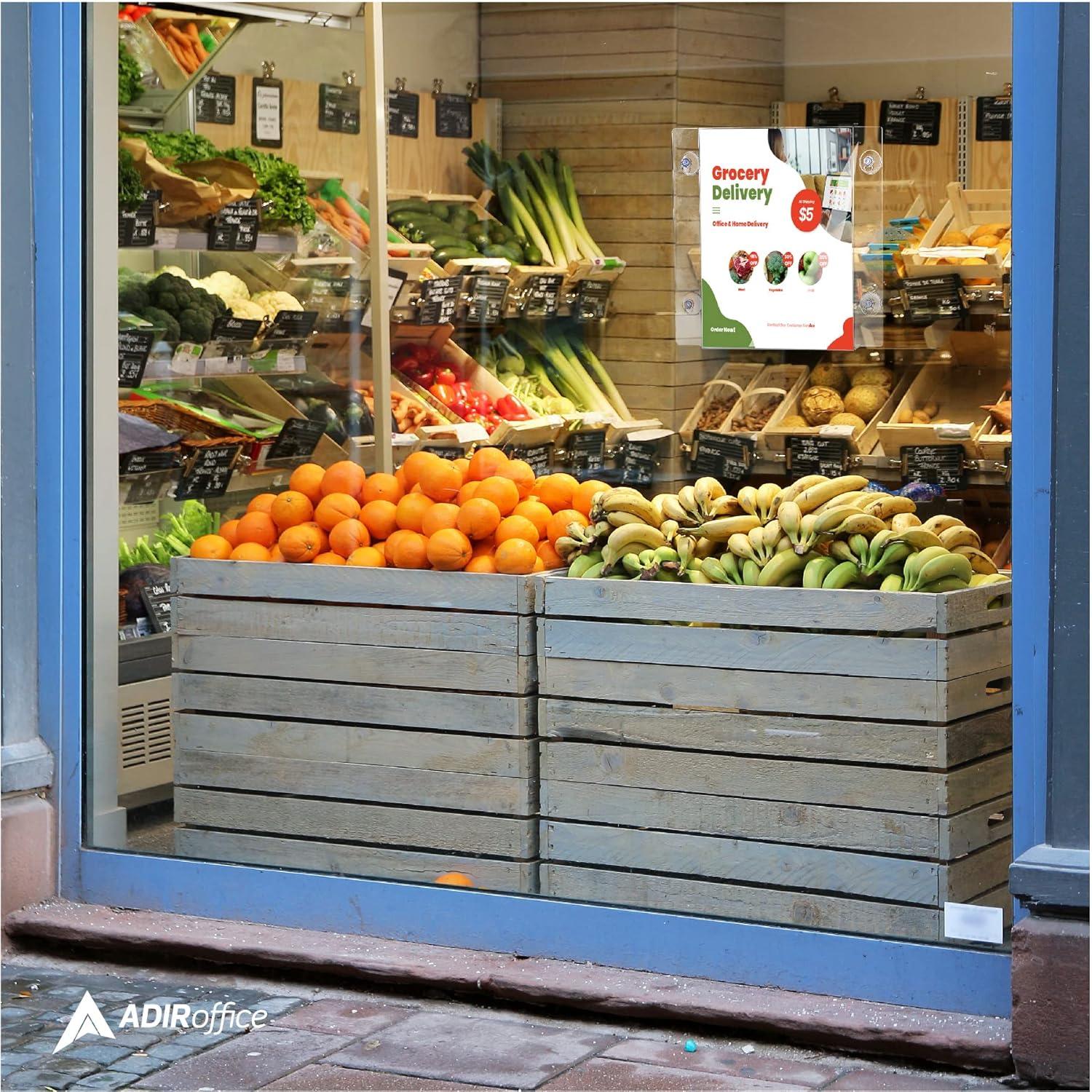 Clear Acrylic Window Sign Holder with Suction Cups, 8.5x11 Inch, 2 Pack