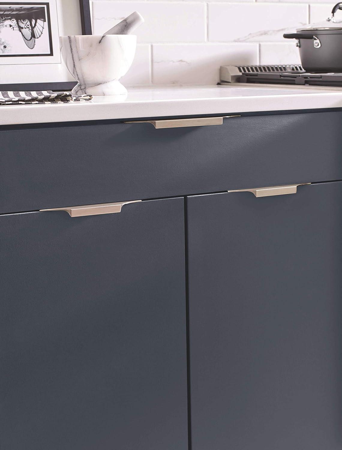 Brushed Nickel Modern Cabinet Edge Pull with Mounting Hardware