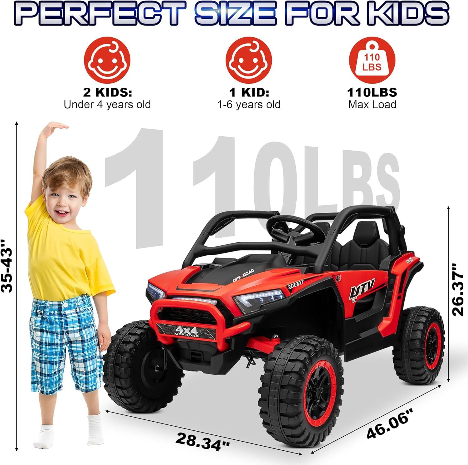 24V Ride On Car Utv 2 Seater, Off-Road Kids Electric Vehicles With Metal Frame