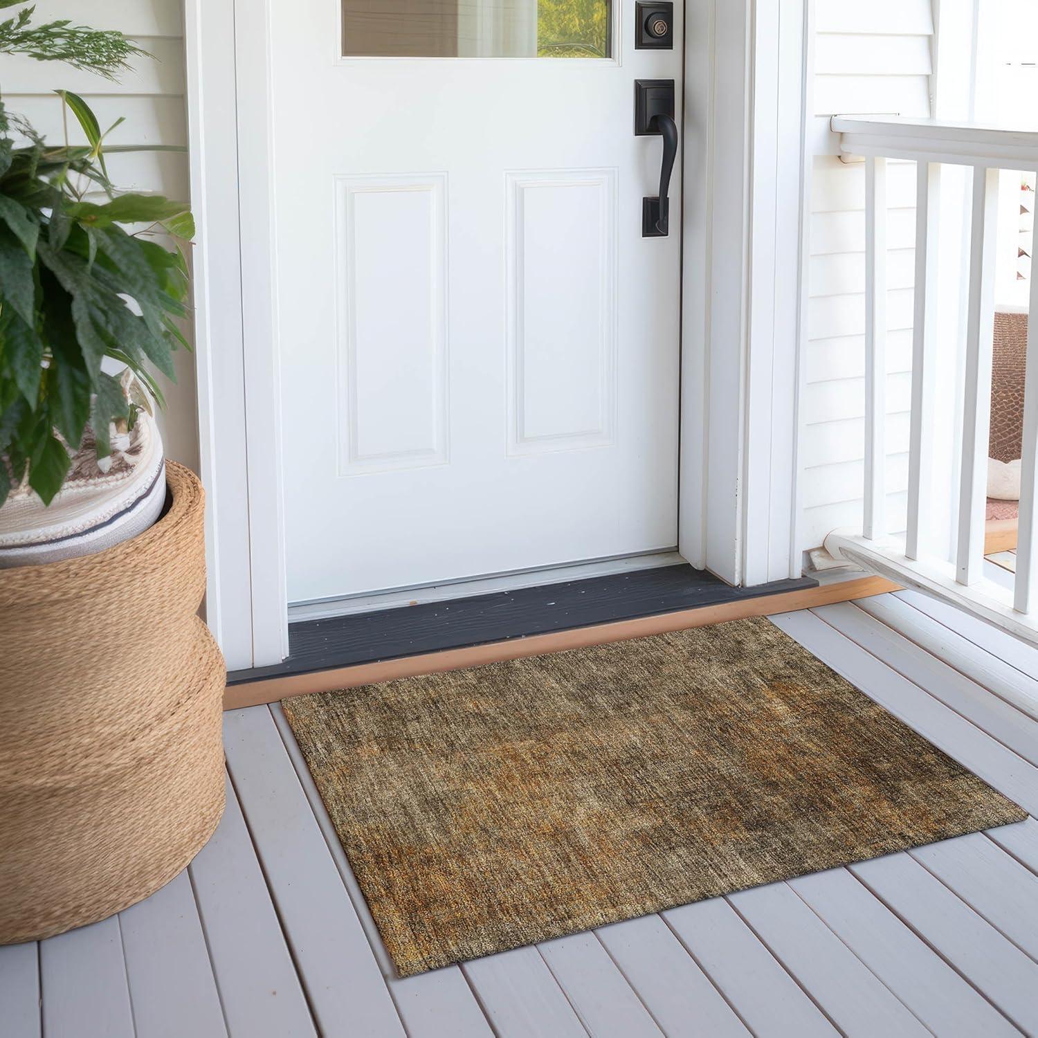 Brown Synthetic Flat Woven Reversible Washable Area Rug