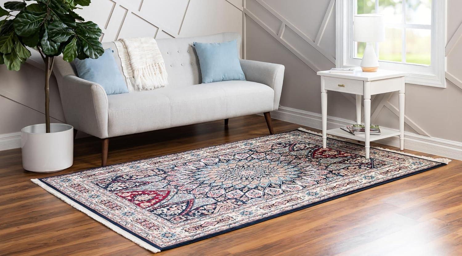 Unique Loom Narenj Collection Area Rug - Adams (5' 1" x 8' Rectangle Navy Blue/Beige)