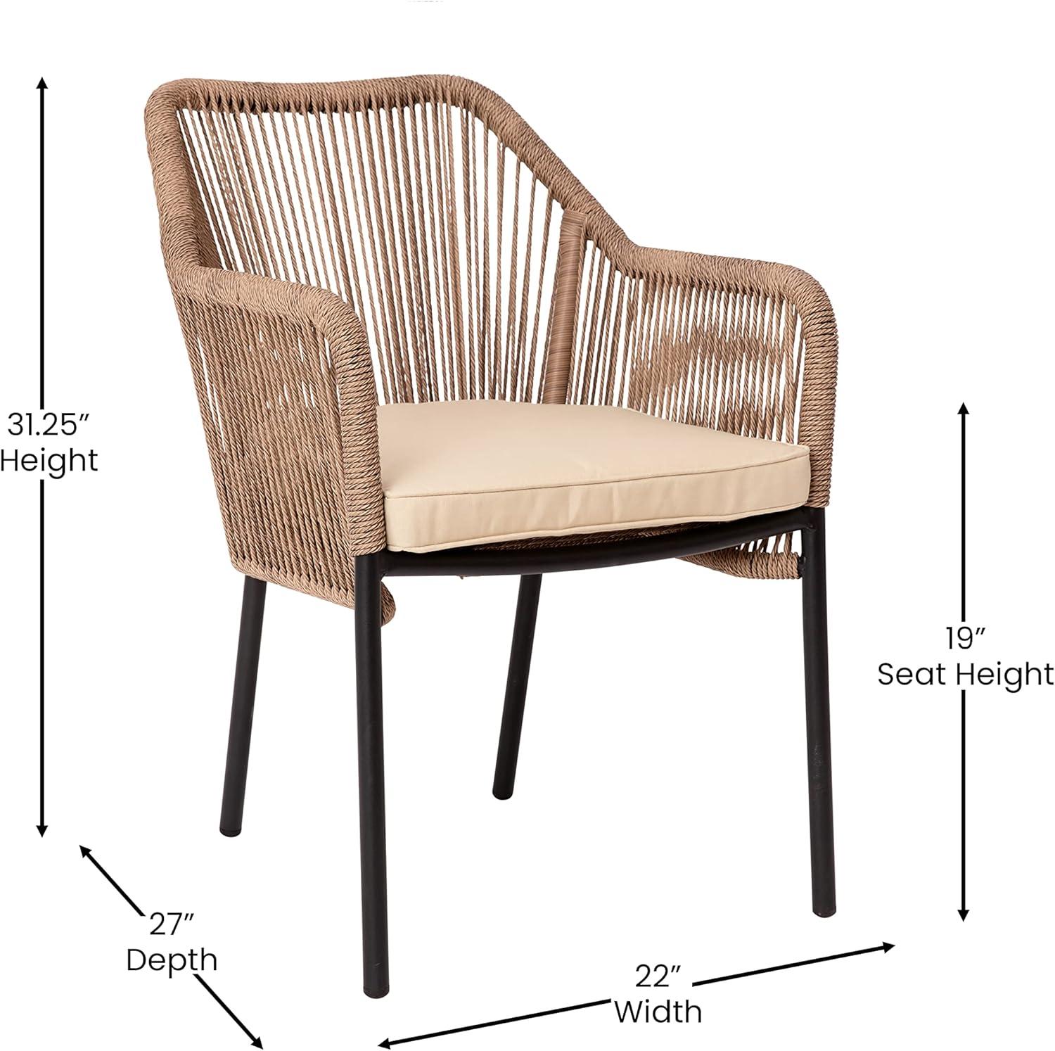 Taylor & Logan Kyla Metal Outdoor Stacking Dining Armchair with Cushion (Set of 2)