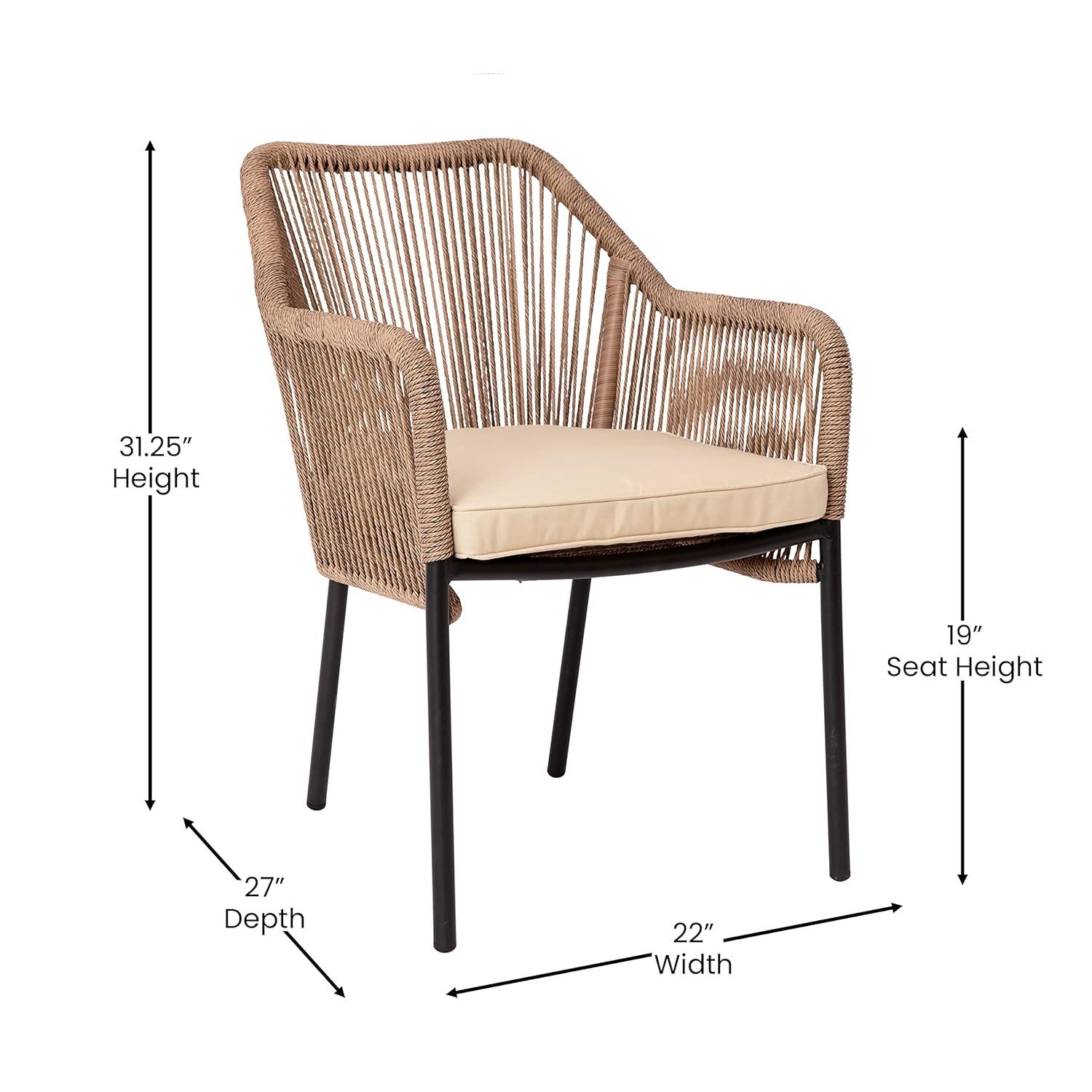 Taylor & Logan Kyla Metal Outdoor Stacking Dining Armchair with Cushion (Set of 2)