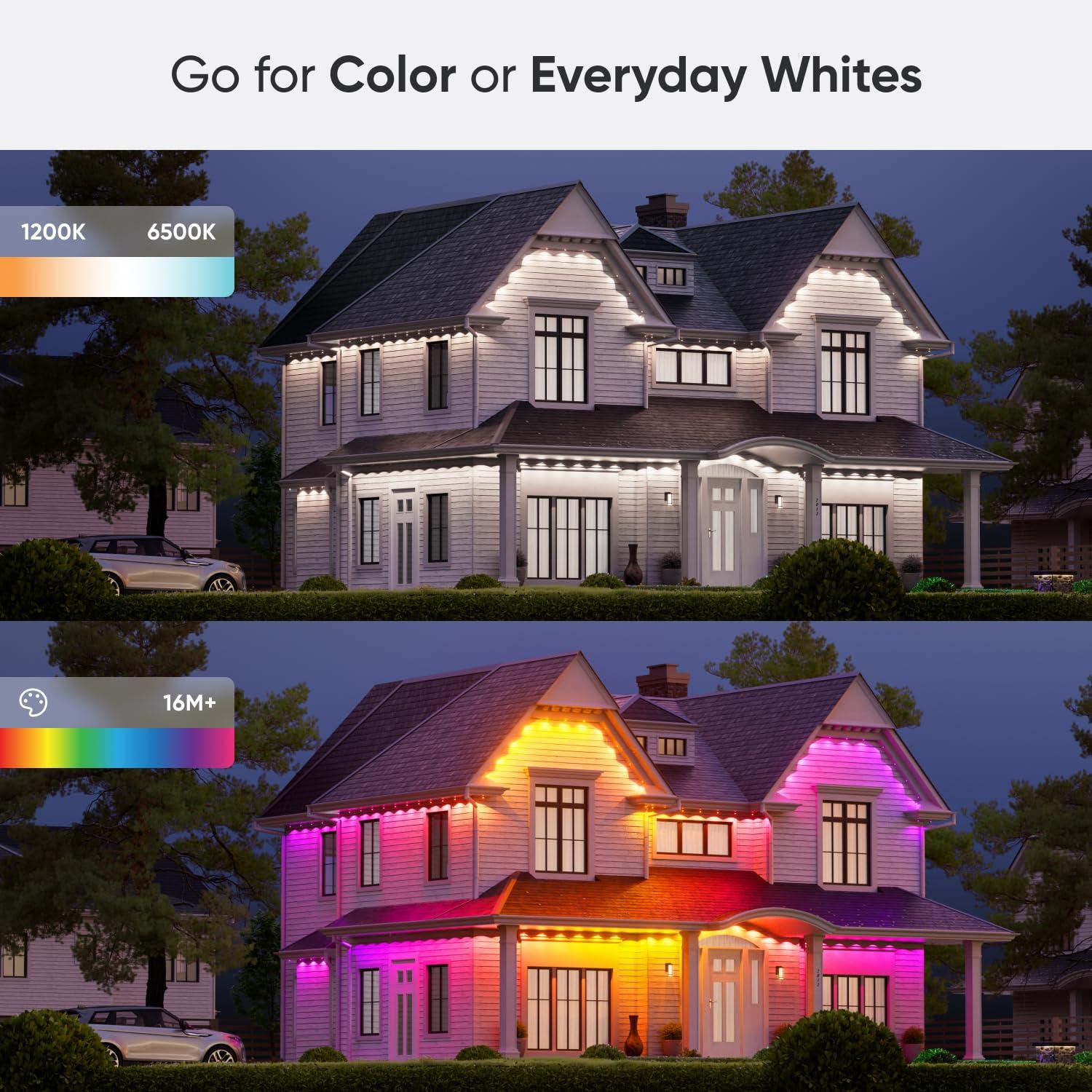 Nanoleaf Essentials Matter Smart Multicolor Permanent Outdoor Lights (49ft) – Plug-in Rgbicw LED Pucks