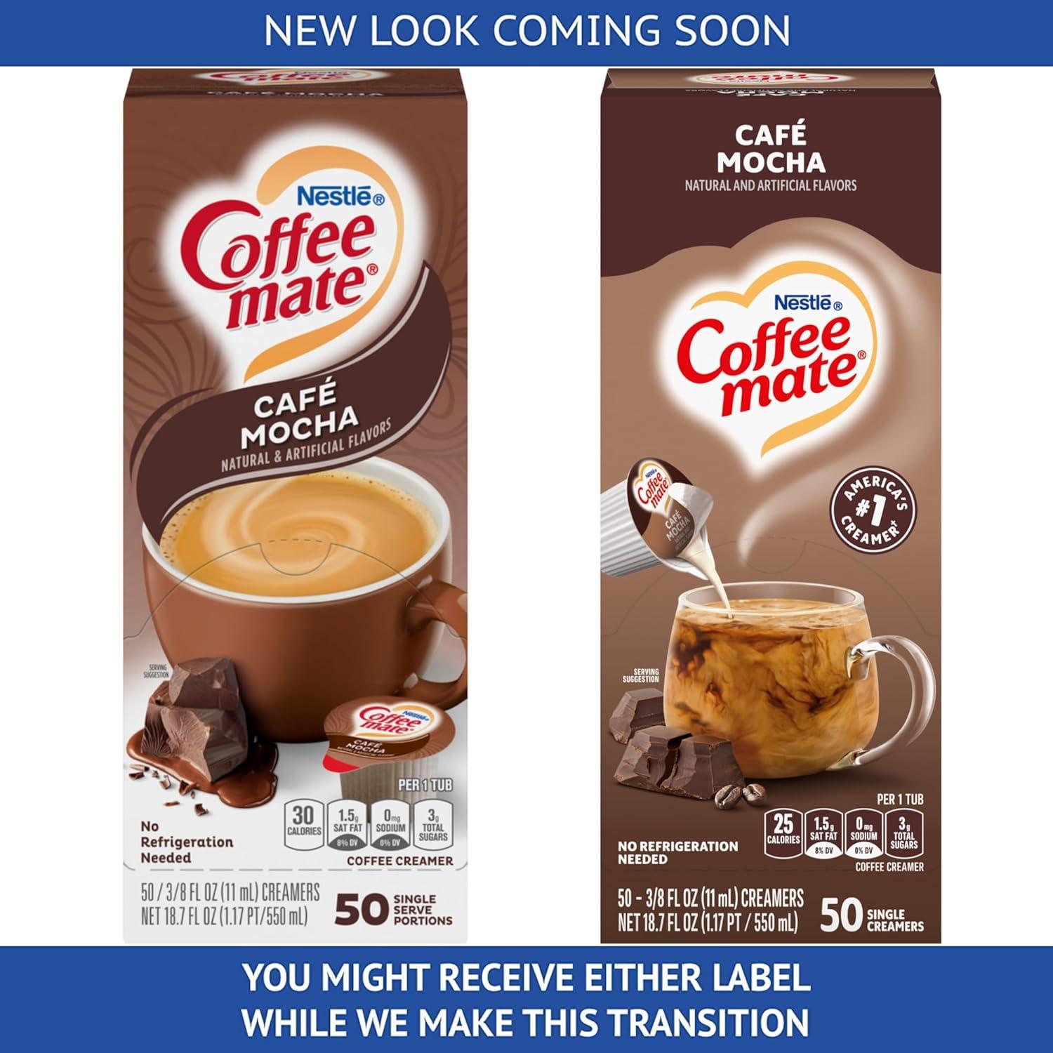 Coffee mate Liquid Coffee Creamer, Cafe Mocha, 0.38 oz Mini Cups, 50/Box