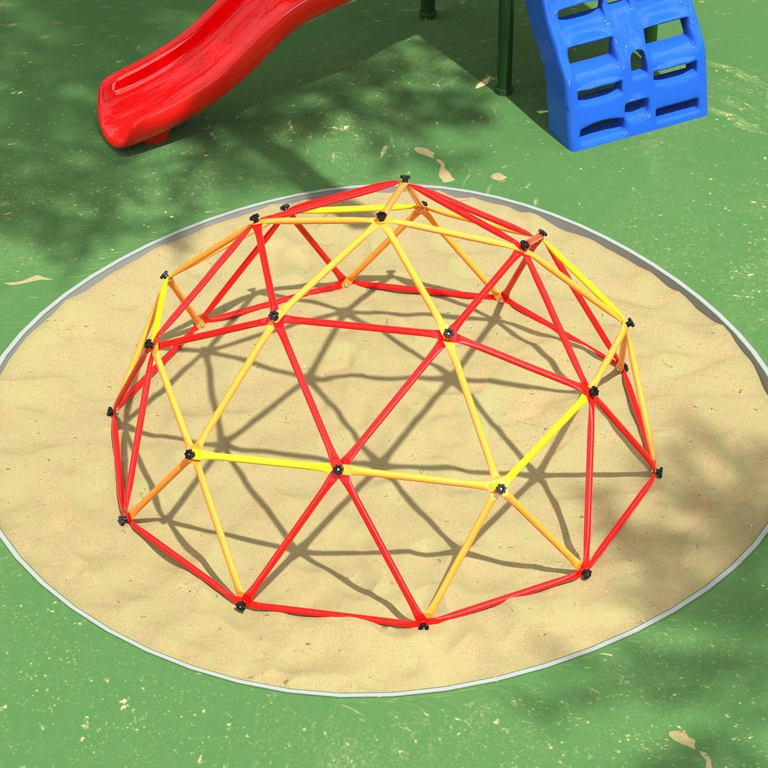 XGeek Kid’s Universal Exercise Dome Climber Outdoor Monkey Climbing Bars Play Center For Fun(Red And Yellow)