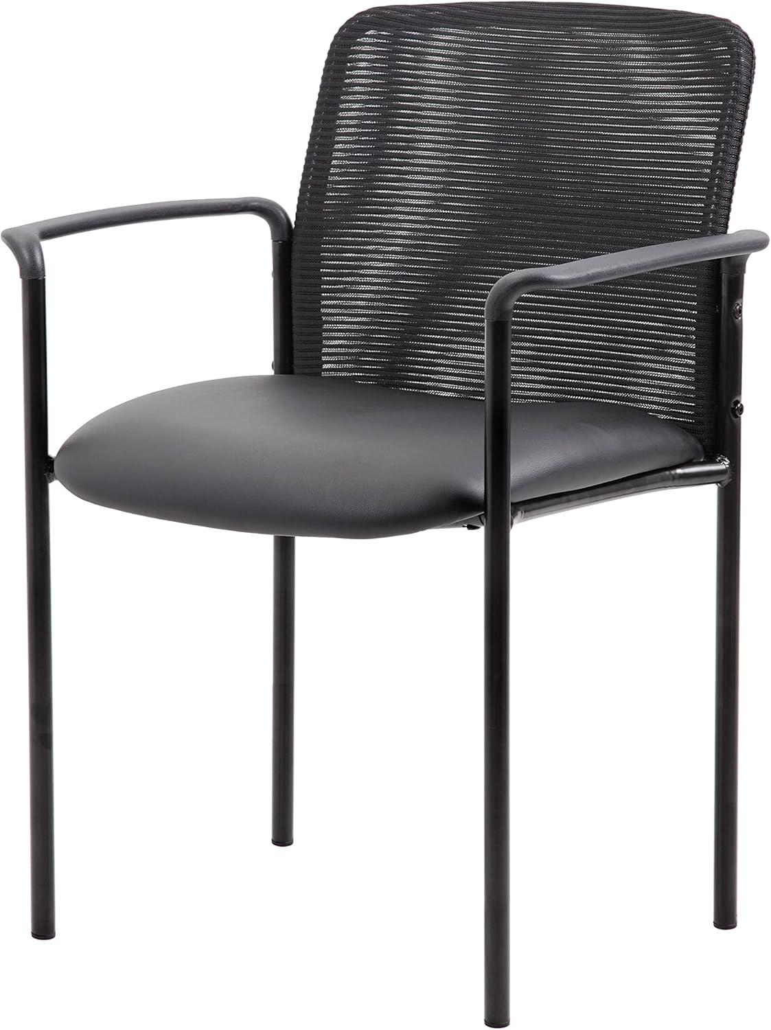 Guest Chair Black - Boss Office Products: Modern Upholstered Office Seating with Lumbar Support, Fixed Arms