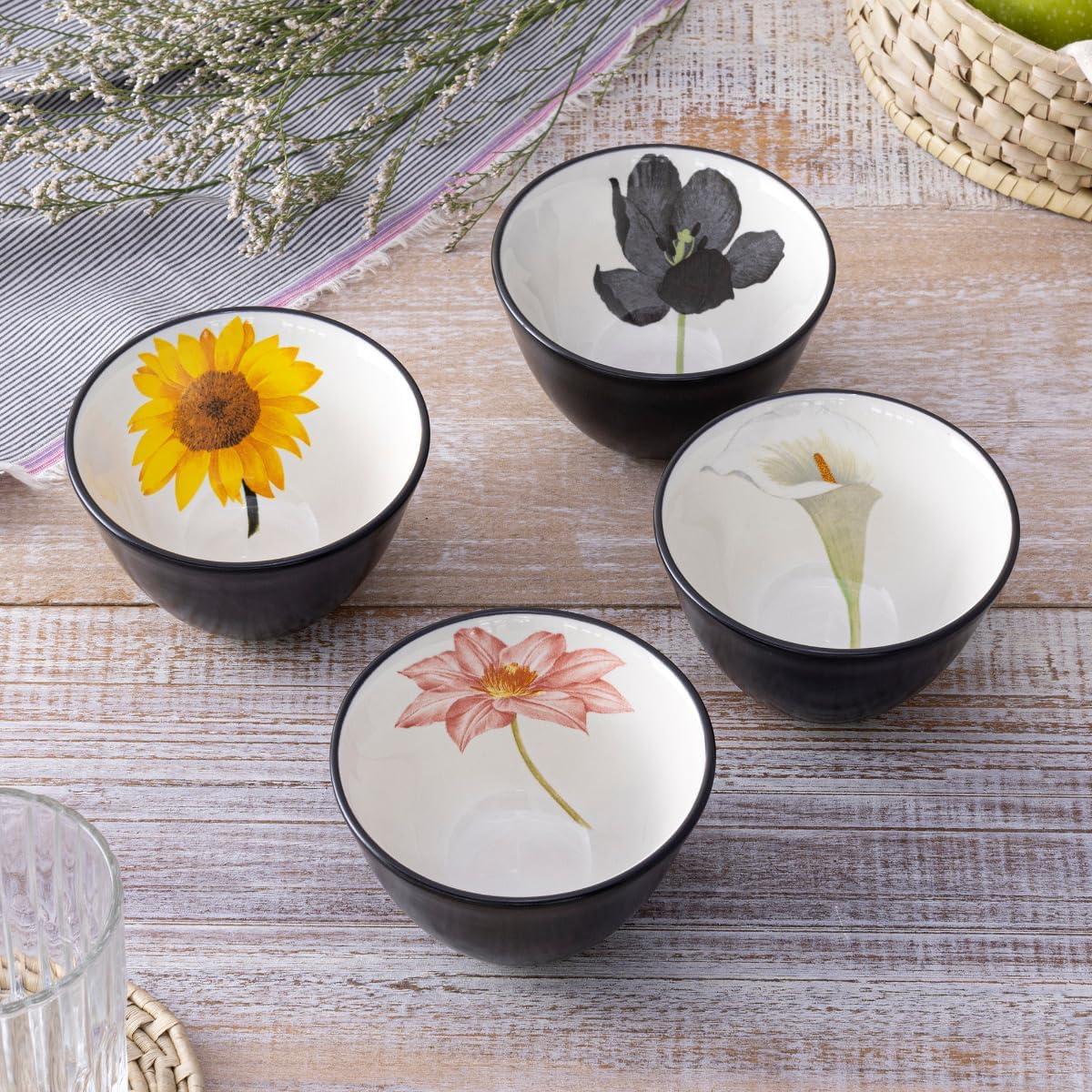 Noritake Noritake Colorwave Graphite 4", 7 oz. Floral Mini Bowls (Set of 4)