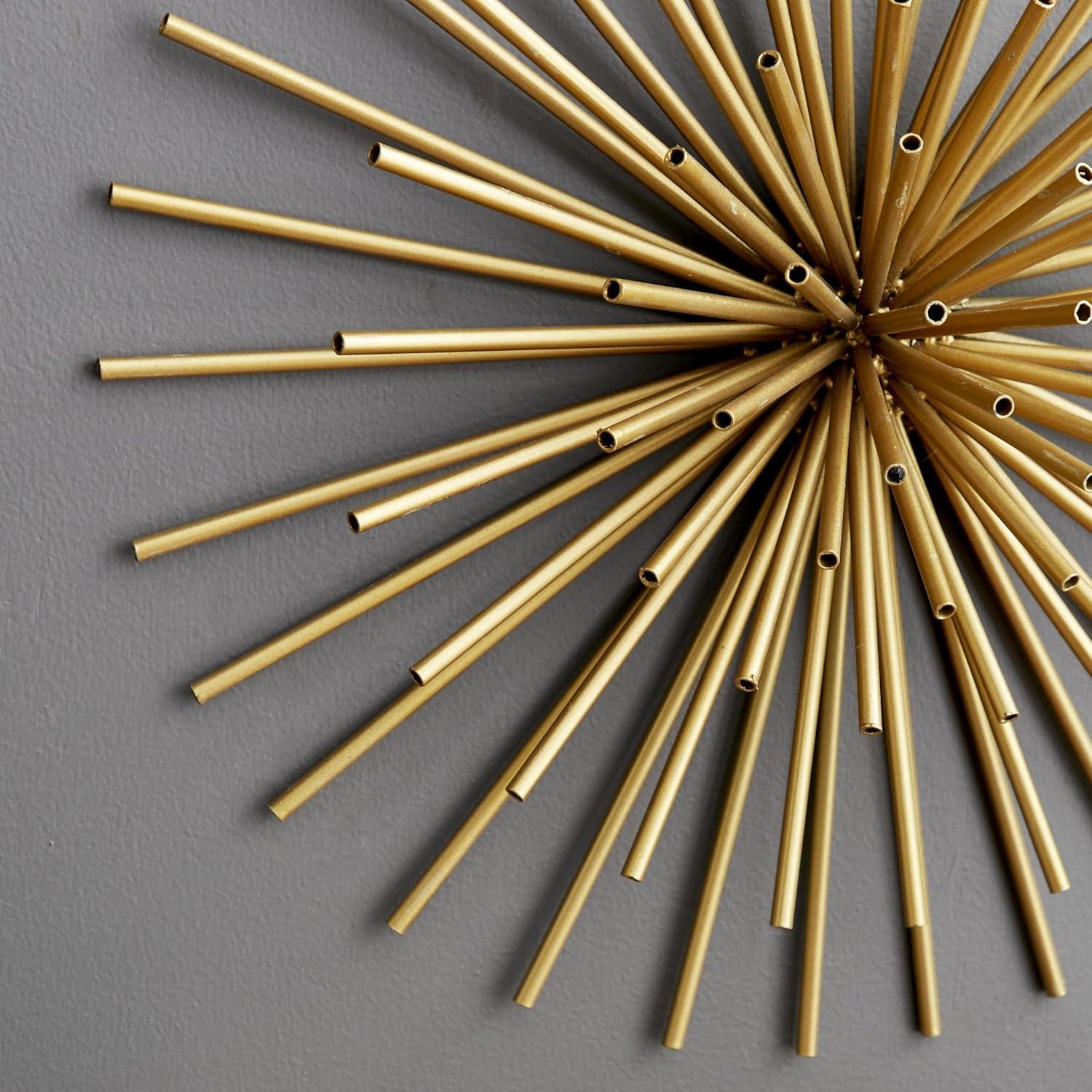 DecMode Contemporary Gold Metal 3D Starburst Wall Décor, Set of 3 16", 20", 24"D