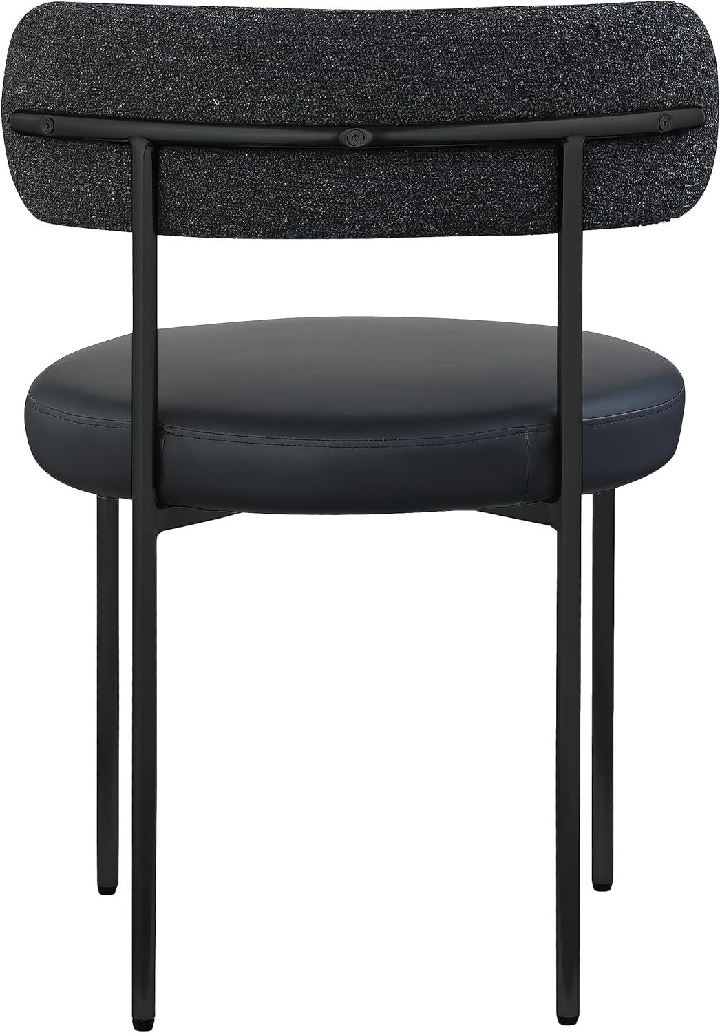 Meridian Furniture 887Black-C Beacon Collection Modern | Contemporary Upholstered Dining Chair, Rich Black Boucle Fabric, Brushed Brass Finish Iron Frame, 22" W x 21" D x 30" H, Black, Set of 2