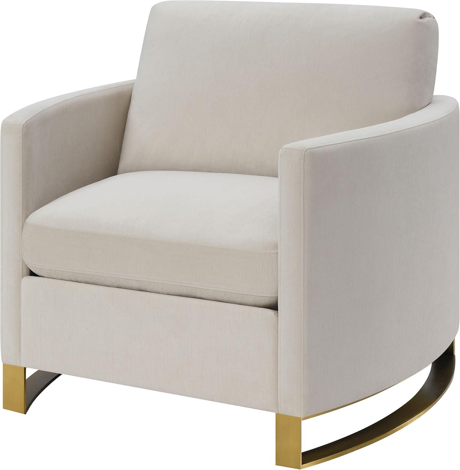 Coaster Contemporary Chenille Upholstered Arched Arms Chair in Beige