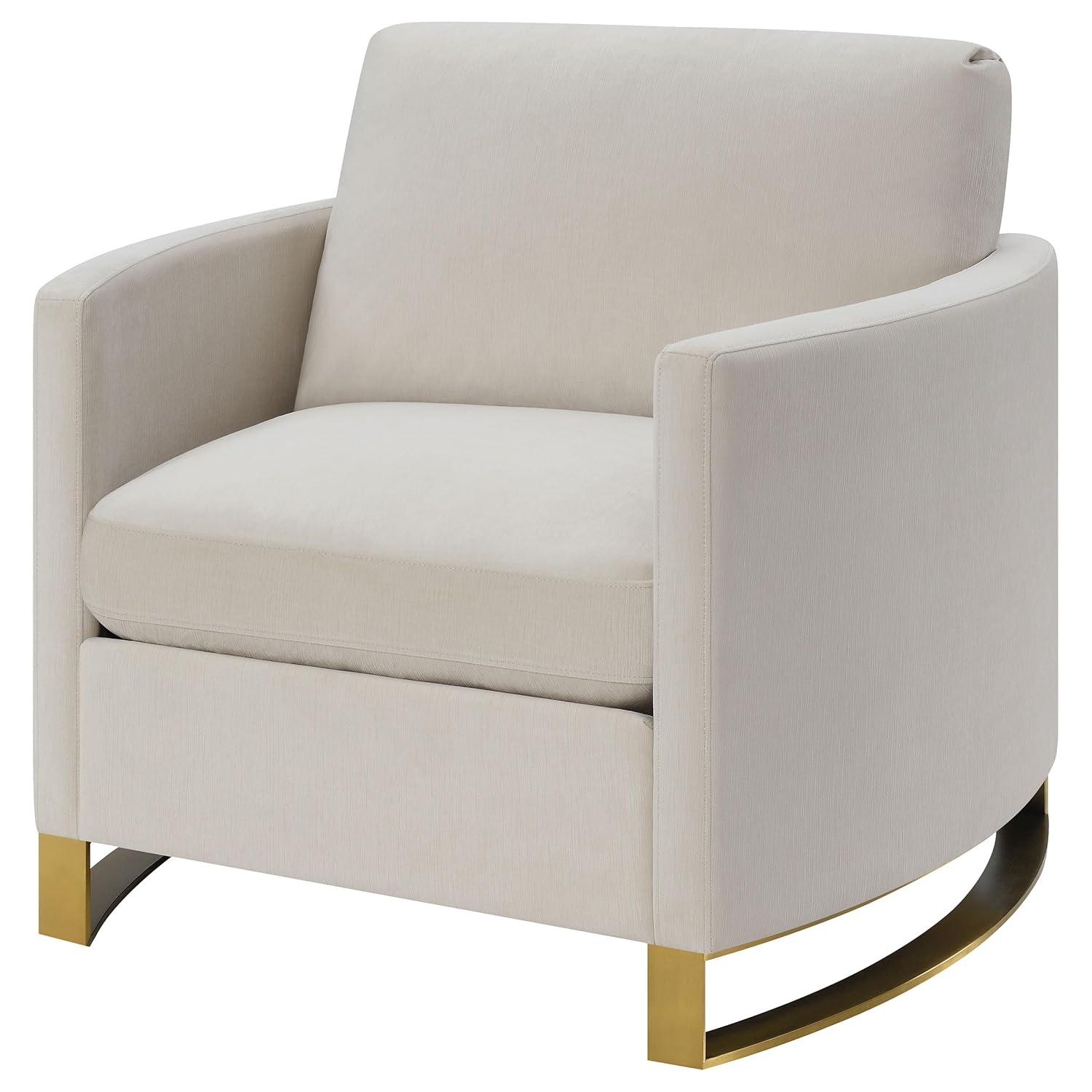 Coaster Contemporary Chenille Upholstered Arched Arms Chair in Beige