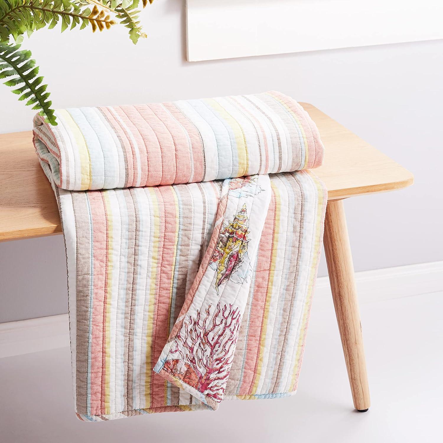 Brighton Coral Throw - One Quilted Throw - Levtex Home