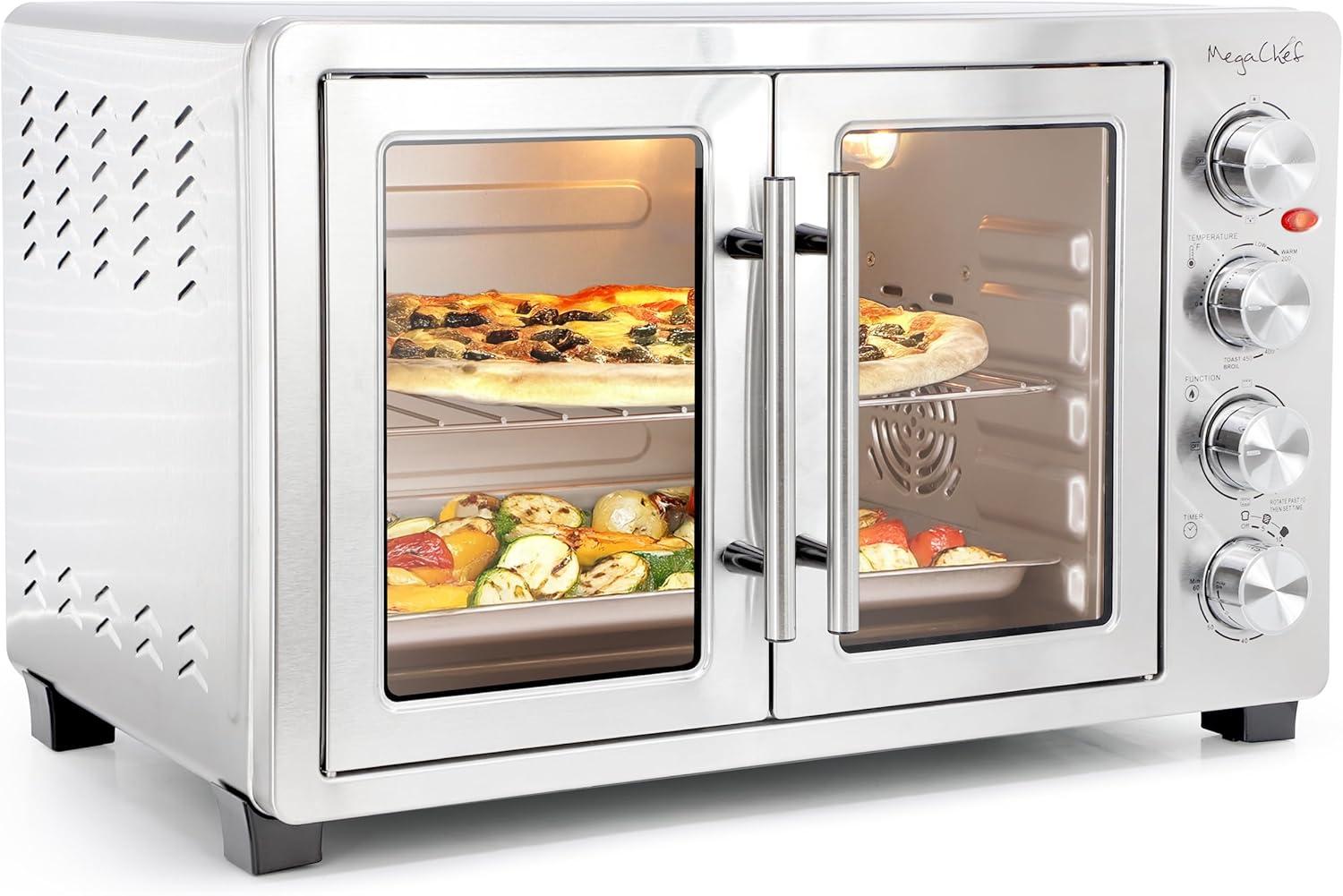 MegaChef 45L Electric French Door Rotisserie Convection Counter Top Oven