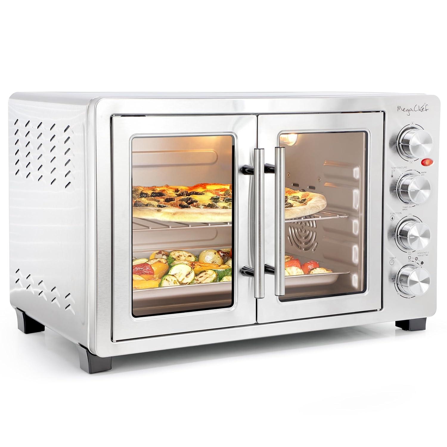 MegaChef 45L Electric French Door Rotisserie Convection Counter Top Oven