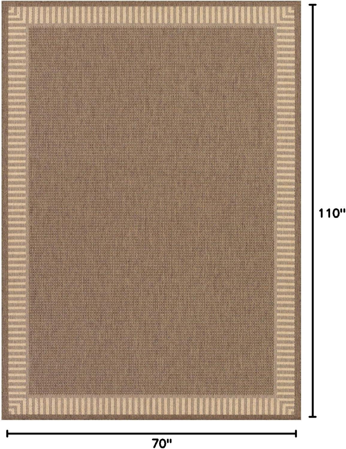 Couristan 16811500510092T 5 ft. 10 in. x 9 ft. 2 in. Recife Wicker Stitch Rug - Cocoa & Natural