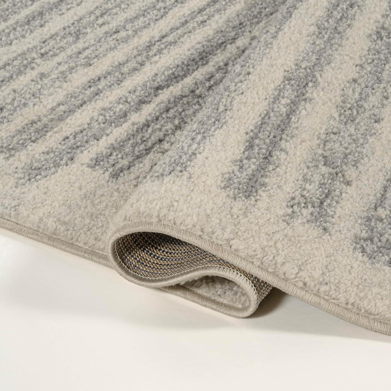JONATHAN Y Khalil Modern Berber Stripe Cream/Gray 4 ft. x 6 ft. Area Rug