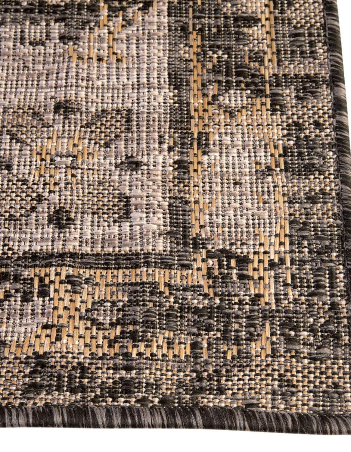 Unique Loom 2' 0 x 6' 0 Runner Indoor/Outdoor Traditional Charcoal Runner Rug