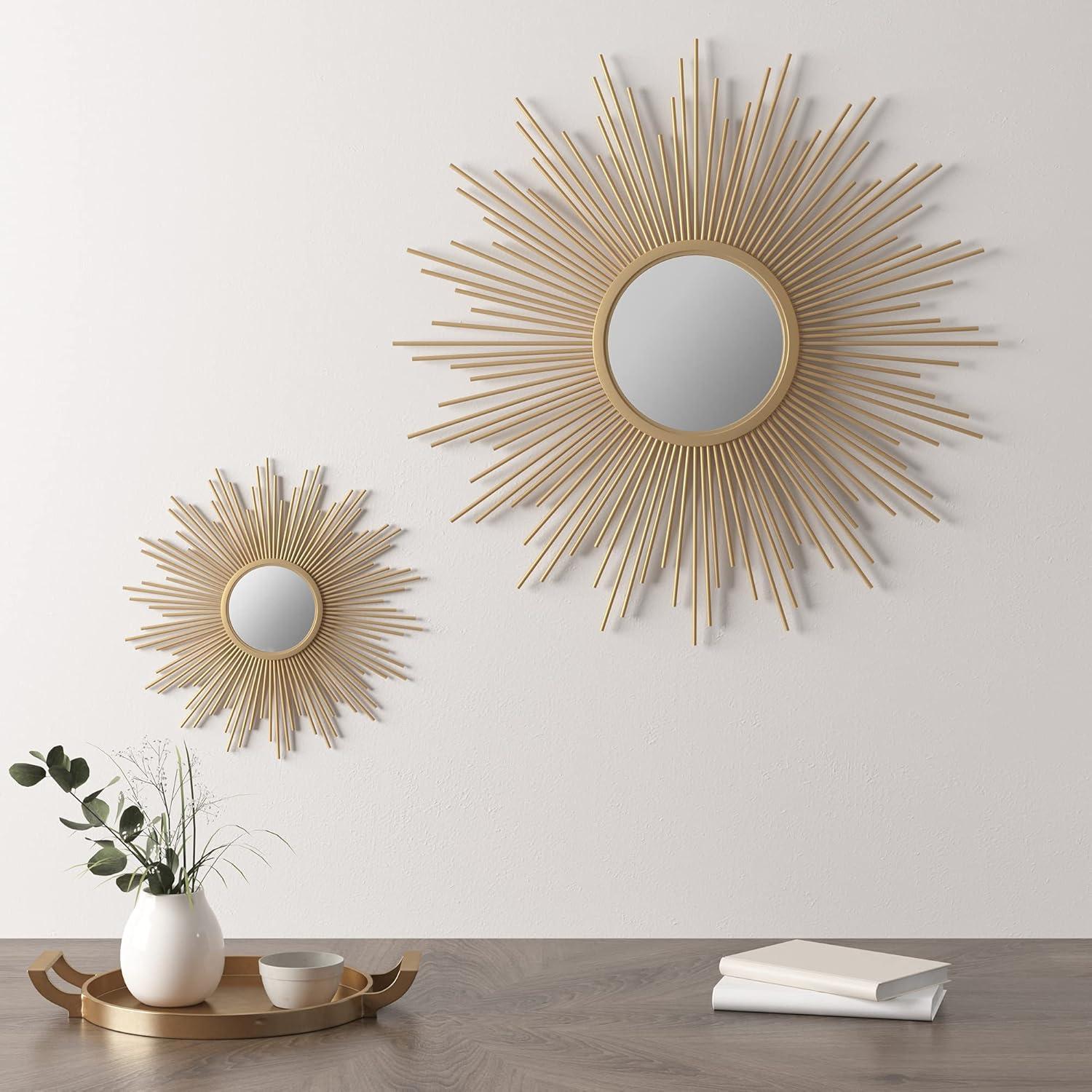 Madison Park Fiore Sunburst Wall Decor Mirror 14.5"D in Gold