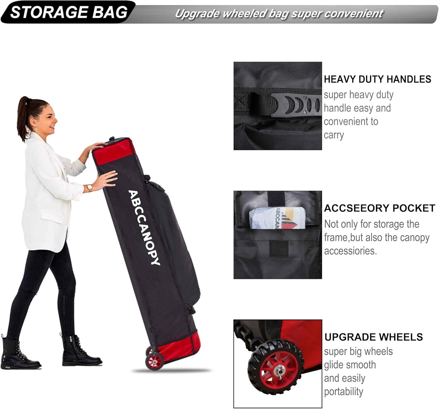 Black 10x10 Commercial Pop Up Canopy Tent with Roller Bag