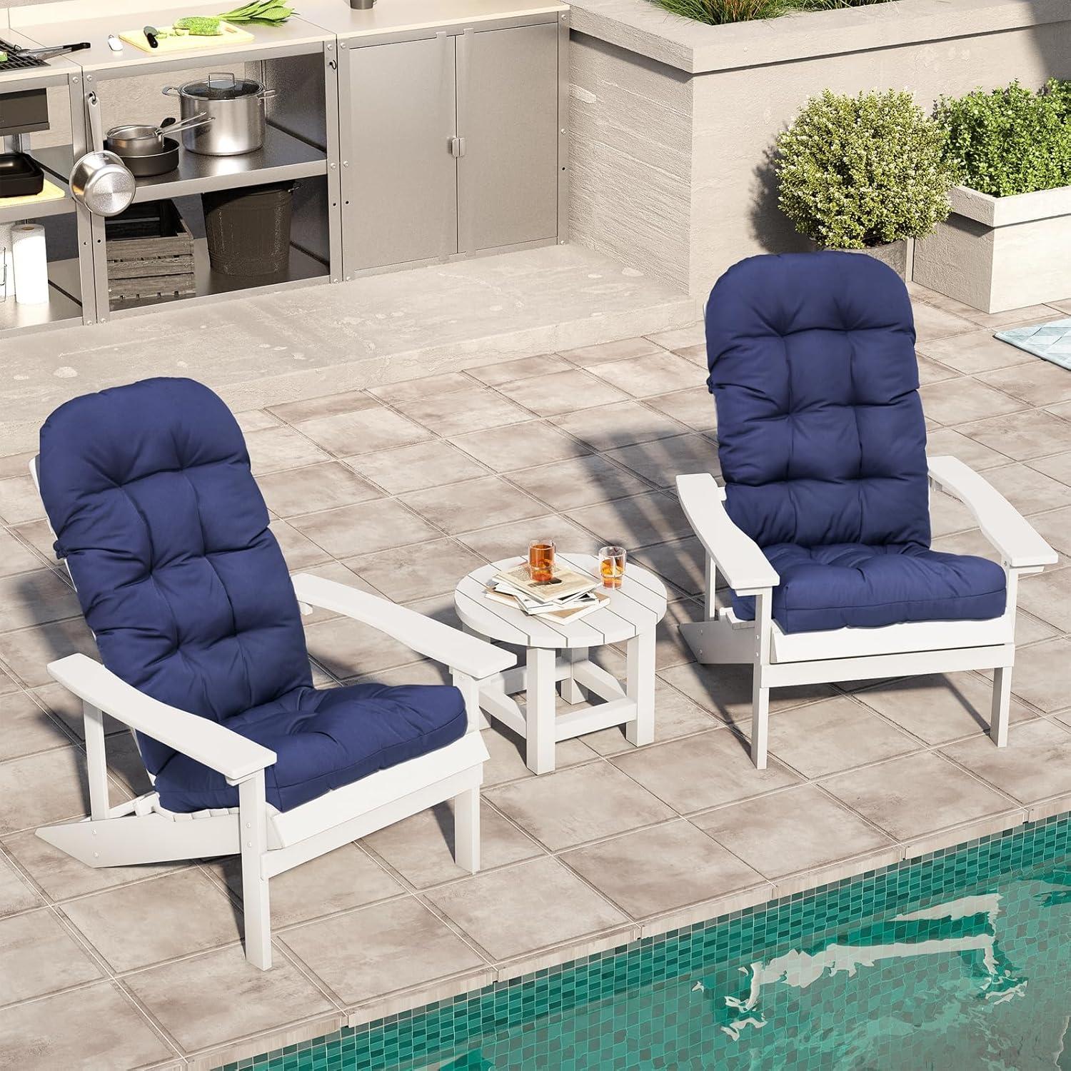Crestlive Products Adirondack Style Patio Outdoor Chair Cushion for Adirondack Chair or Lounge Rocking Chair - See picture 2-Piece Set, Navy Blue