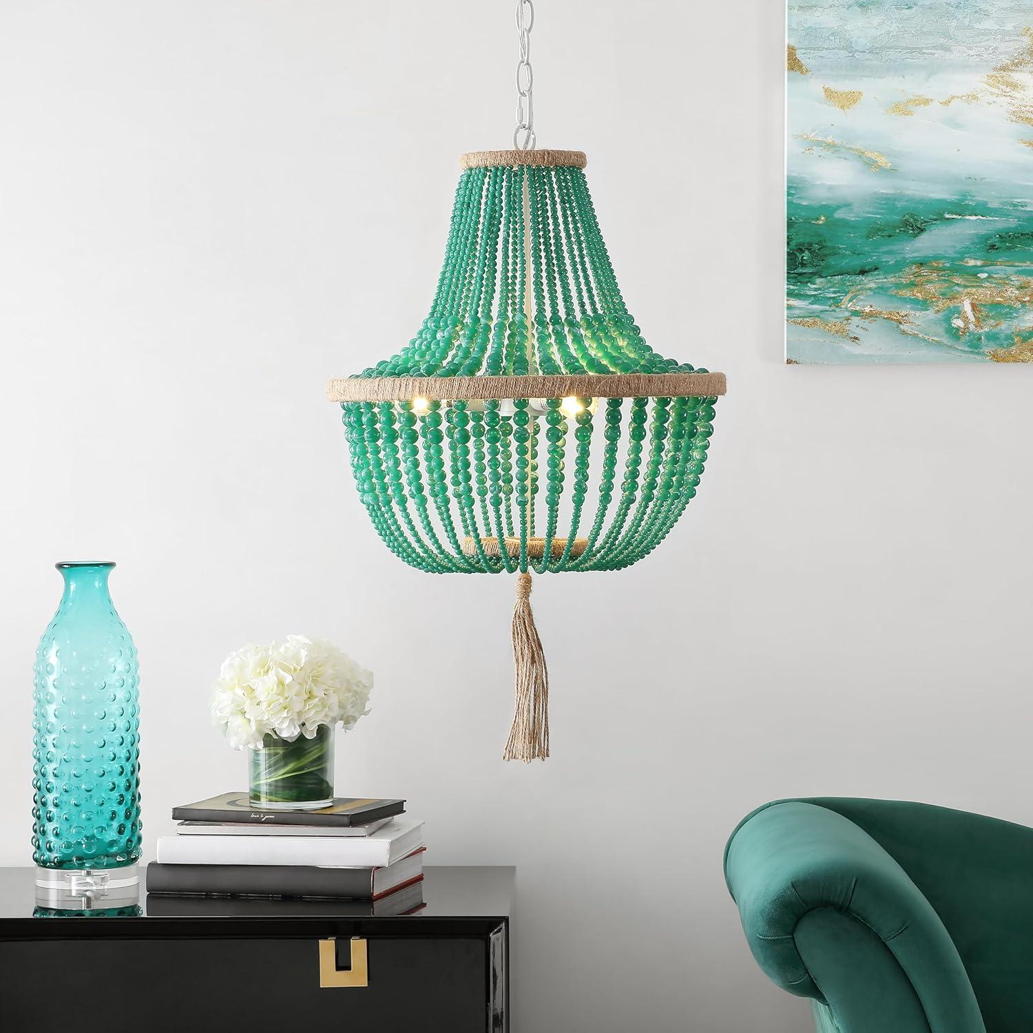Lush Kristi Beads Pendant Lamp - LIT4477 - Green - Safavieh