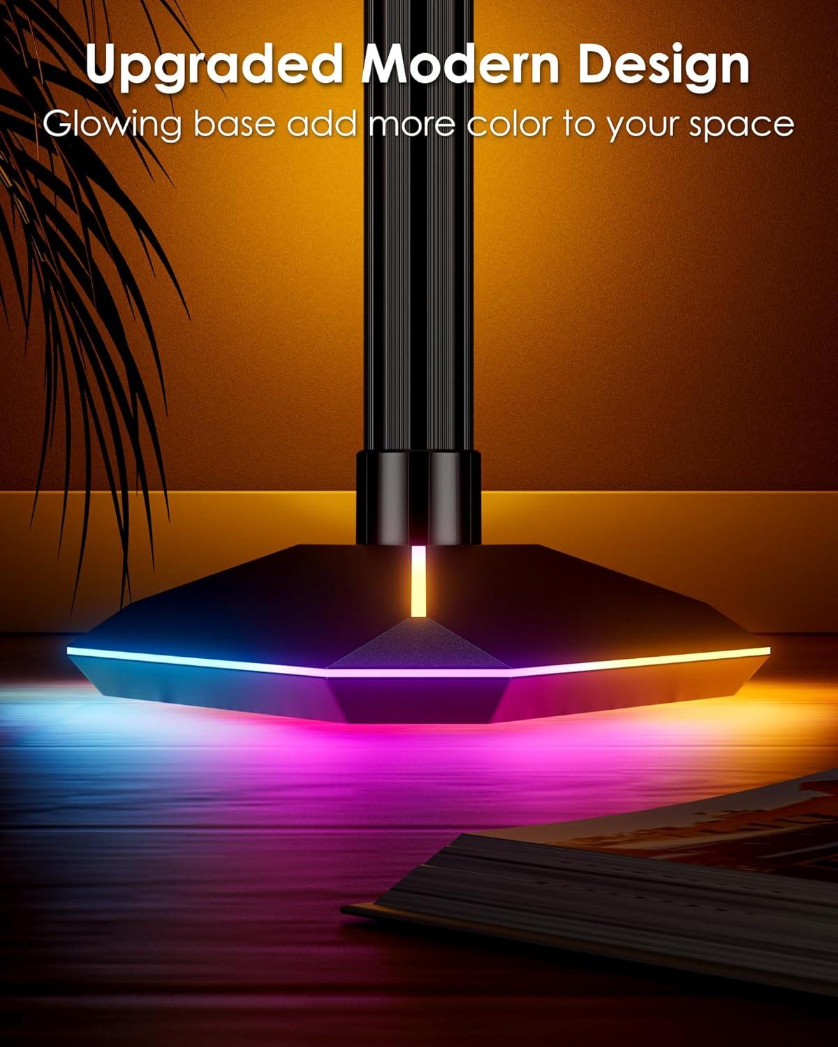 Black Adjustable RGB LED Corner Floor Lamp with Music Sync