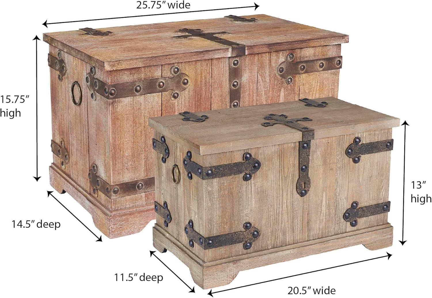 Household Essentials 2 Piece Wood Accent Trunk