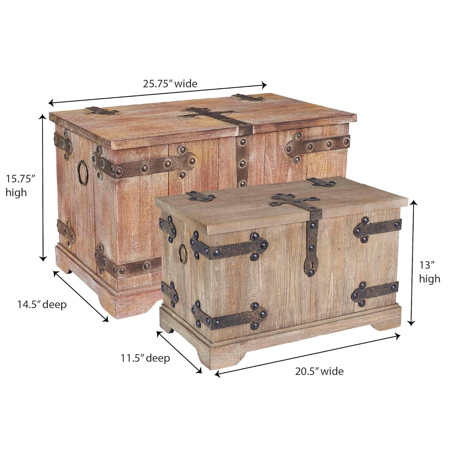 Household Essentials 2 Piece Wood Accent Trunk